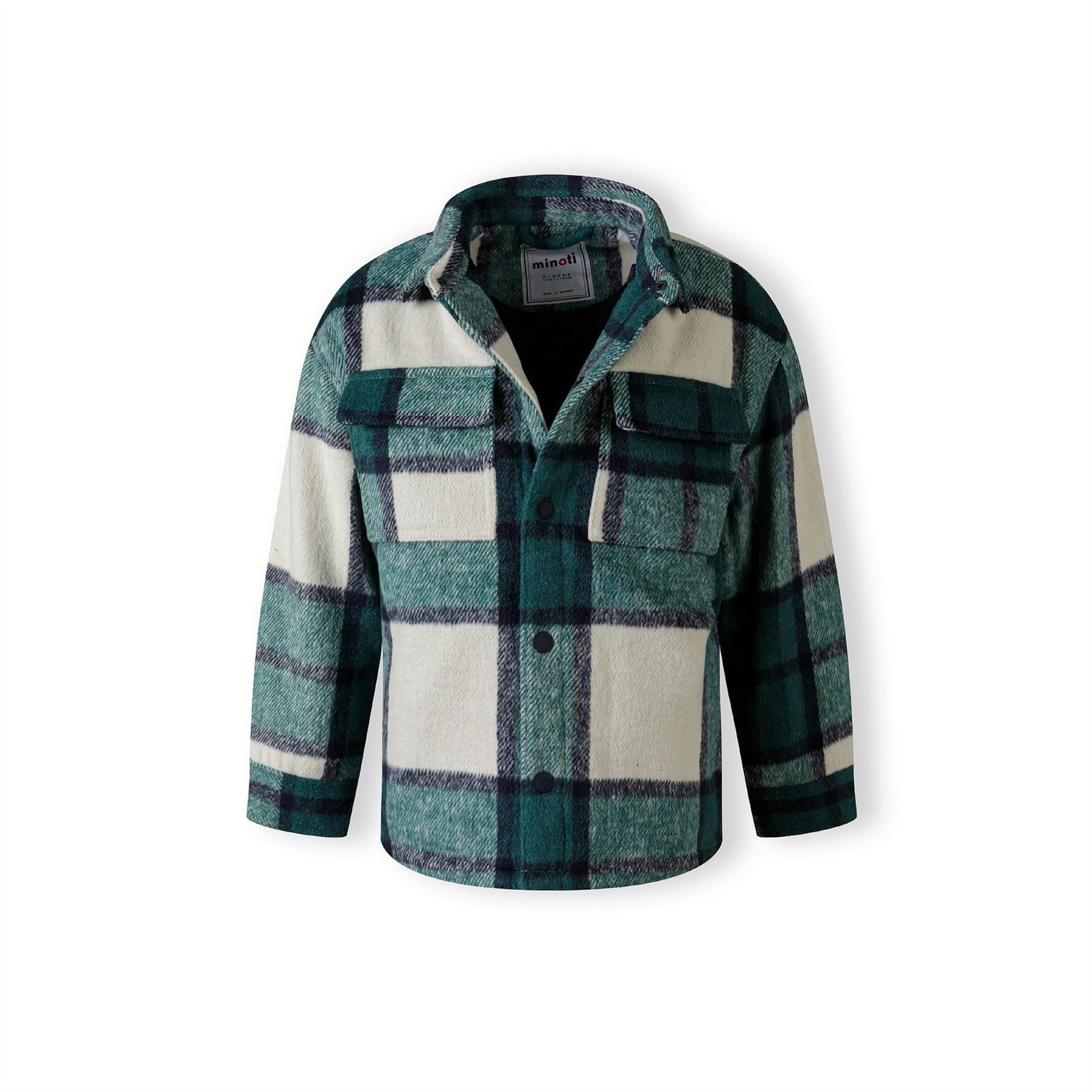 Minoti Boys Padded Shirt Jacket Wool Blend Green