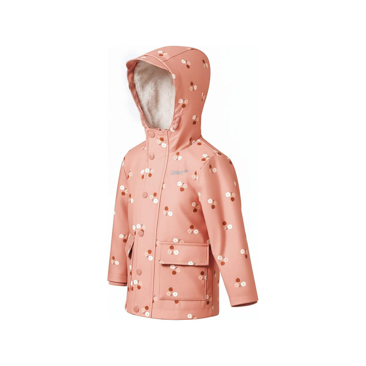 Gelert Leopard Patterned Hooded Snap Button Ribbed Cuff Rain Jacket