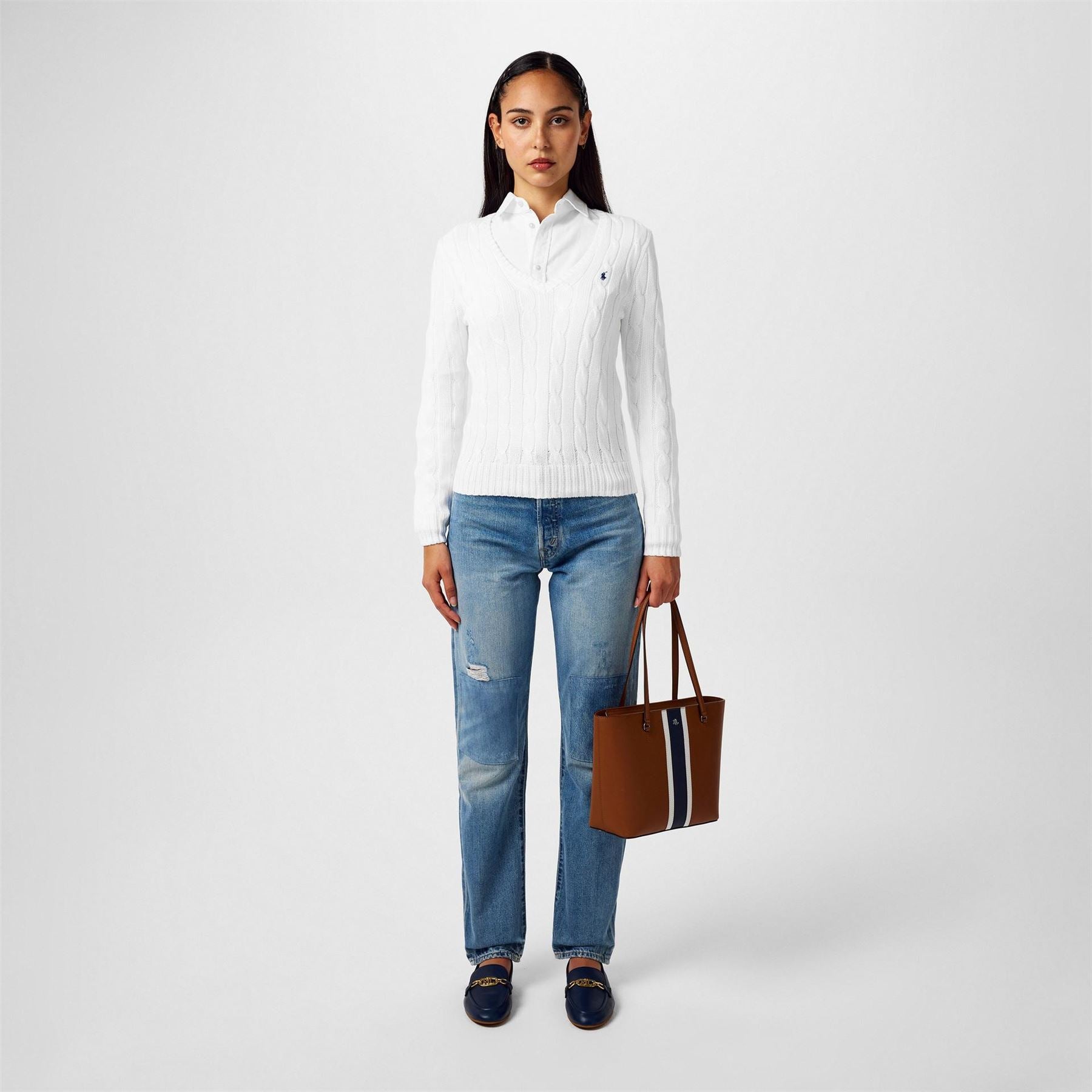 Polo Ralph Lauren Cable Knit V Neck Jumper