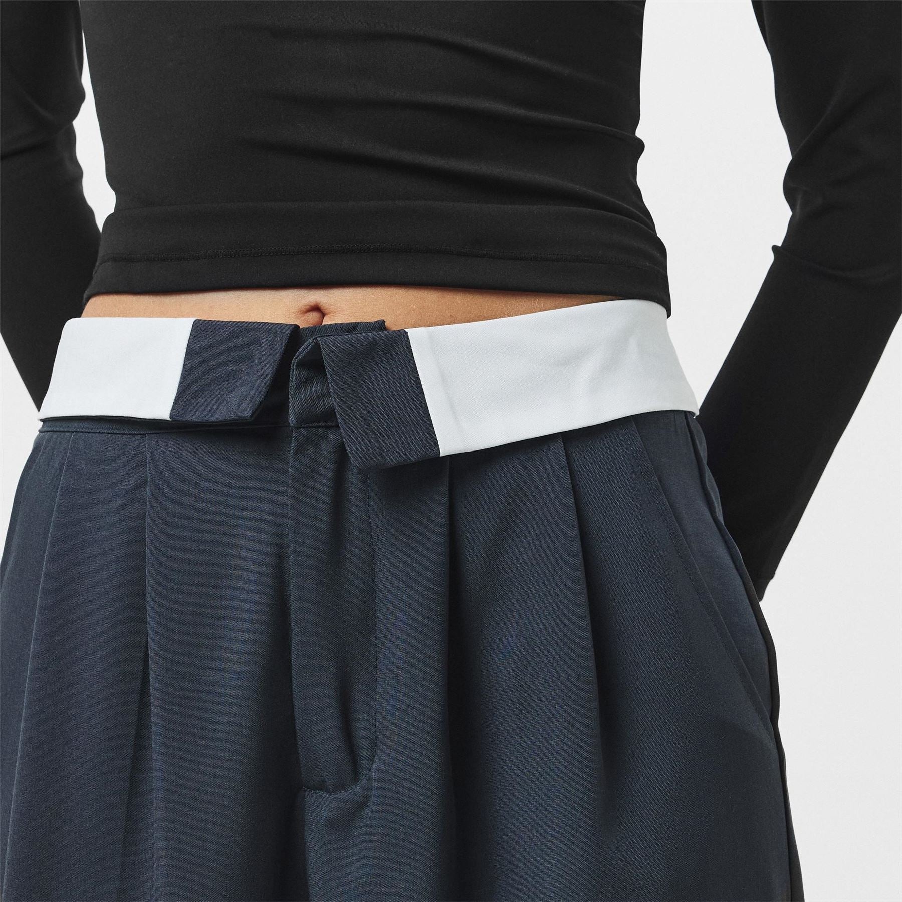 Missy Empire Fold Over Waist Wide Leg Trousers