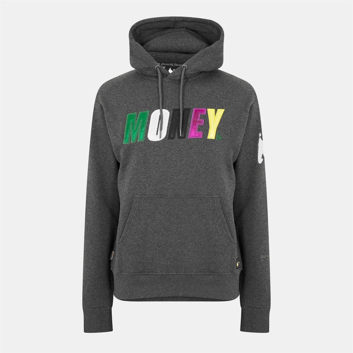 Money Embroidered Hooded Neck Long Sleeve Sweatshirt