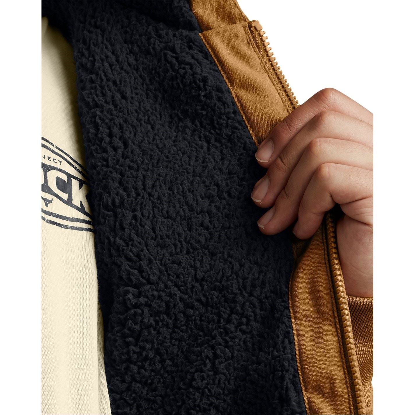 Under Armour Solid Patterned Hooded Ribbed Cuff Workwear Jacket