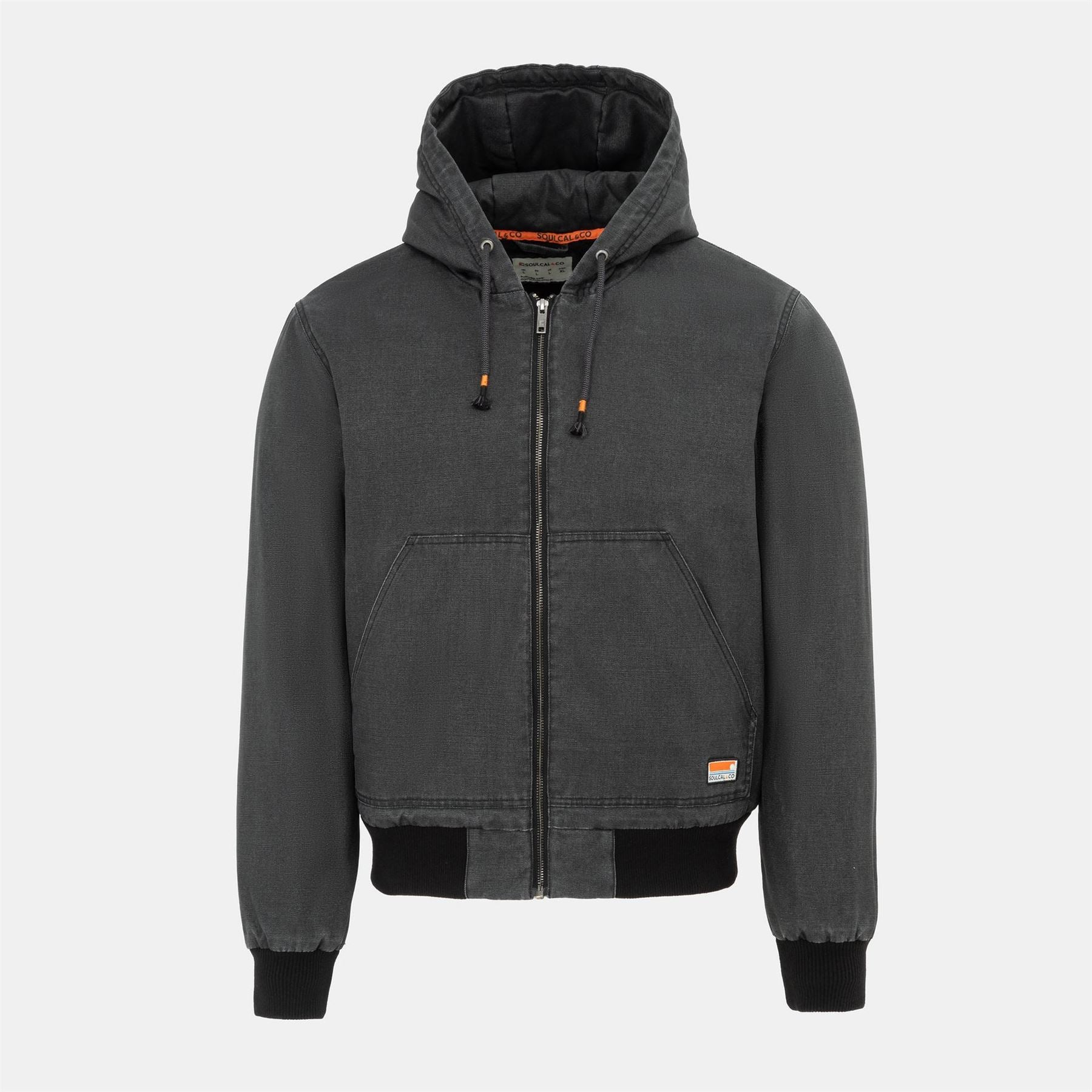 SoulCal Solid Patterned Hooded Ribbed Cuff Bomber Jacket