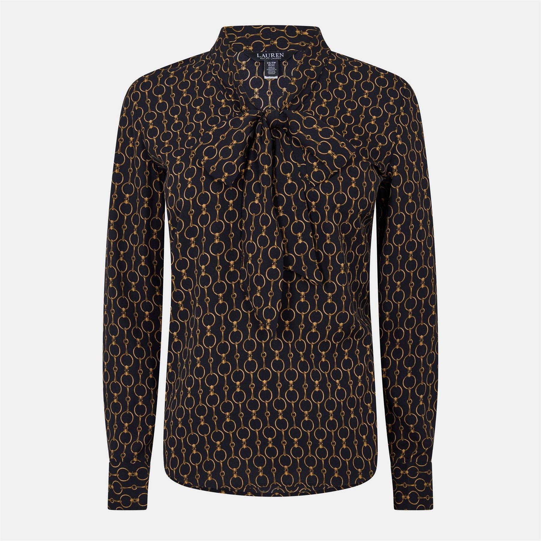 Lauren by Ralph Lauren Tie Neck Band Collar Long Sleeve Blouse
