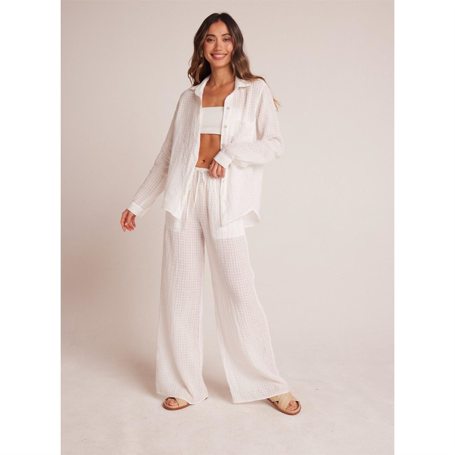 Bella Dahl Textured Wide Leg Beach Palazzo Pants