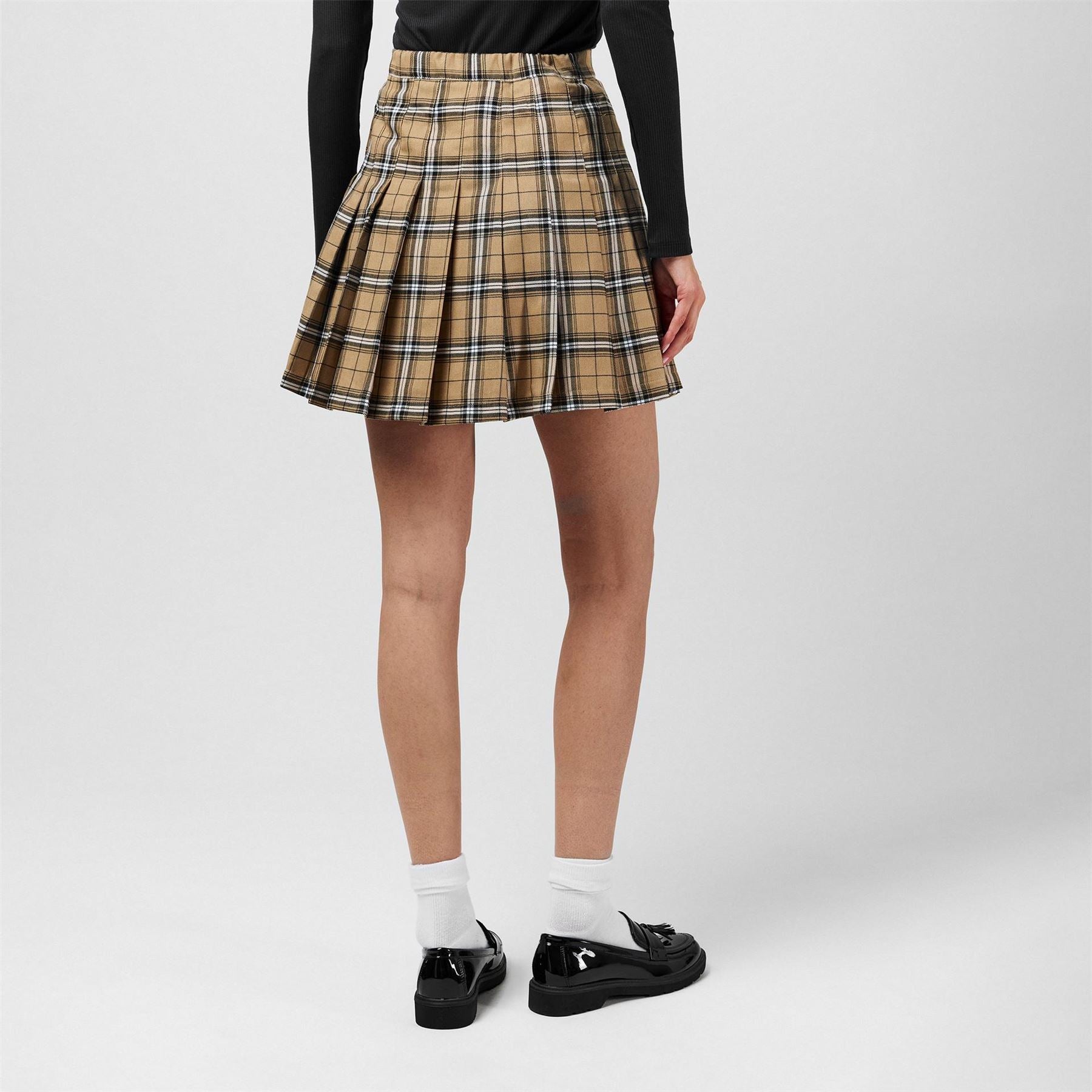 Fabric Pleated Checked Skort