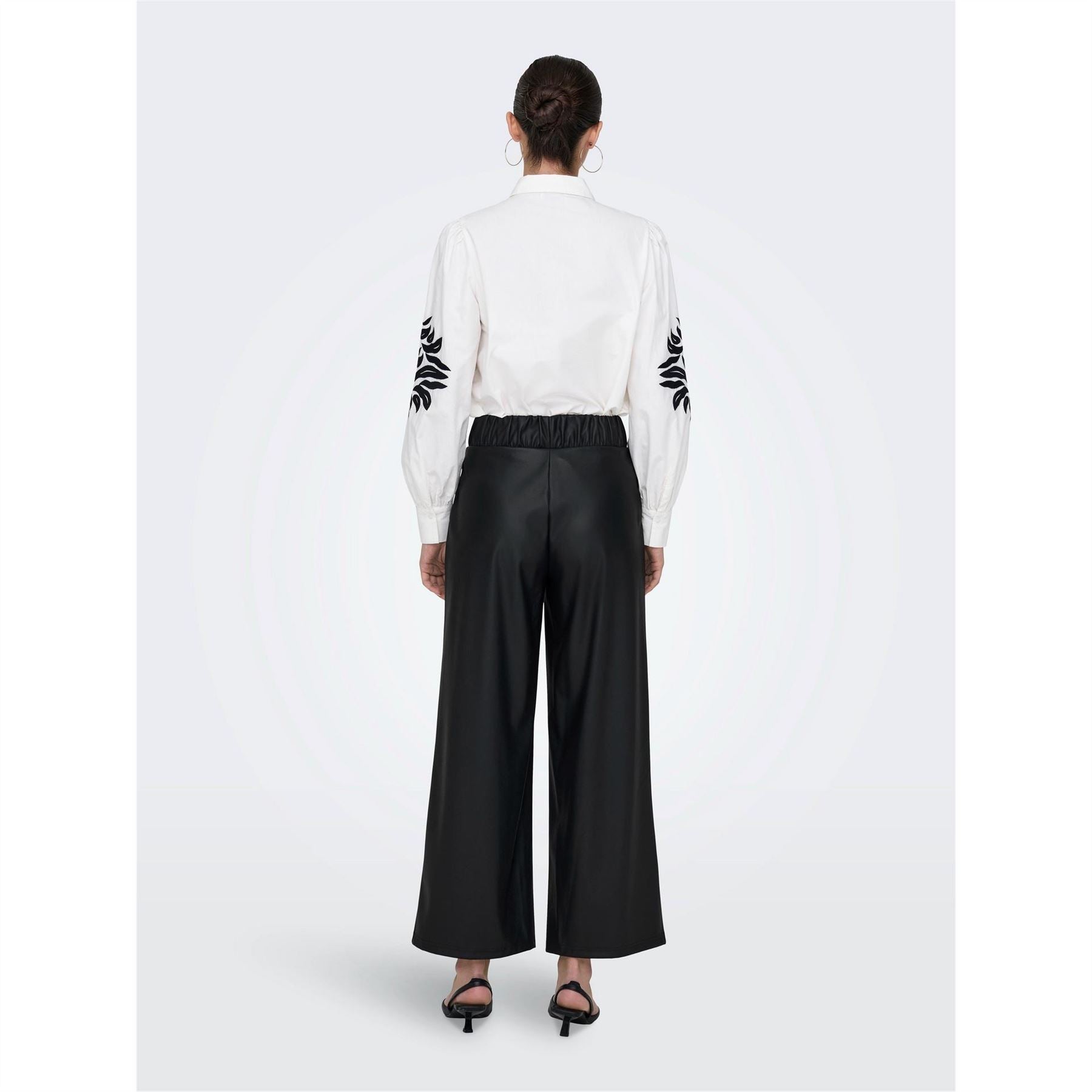 Only Solid Patterned Wide Palazzo Trousers