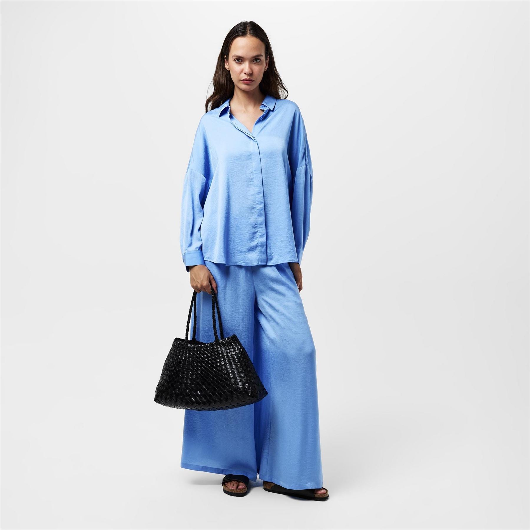 French Connection Damasco Relaxed Fit Drop Shoulder Long Sleeve Point Collar Shirt