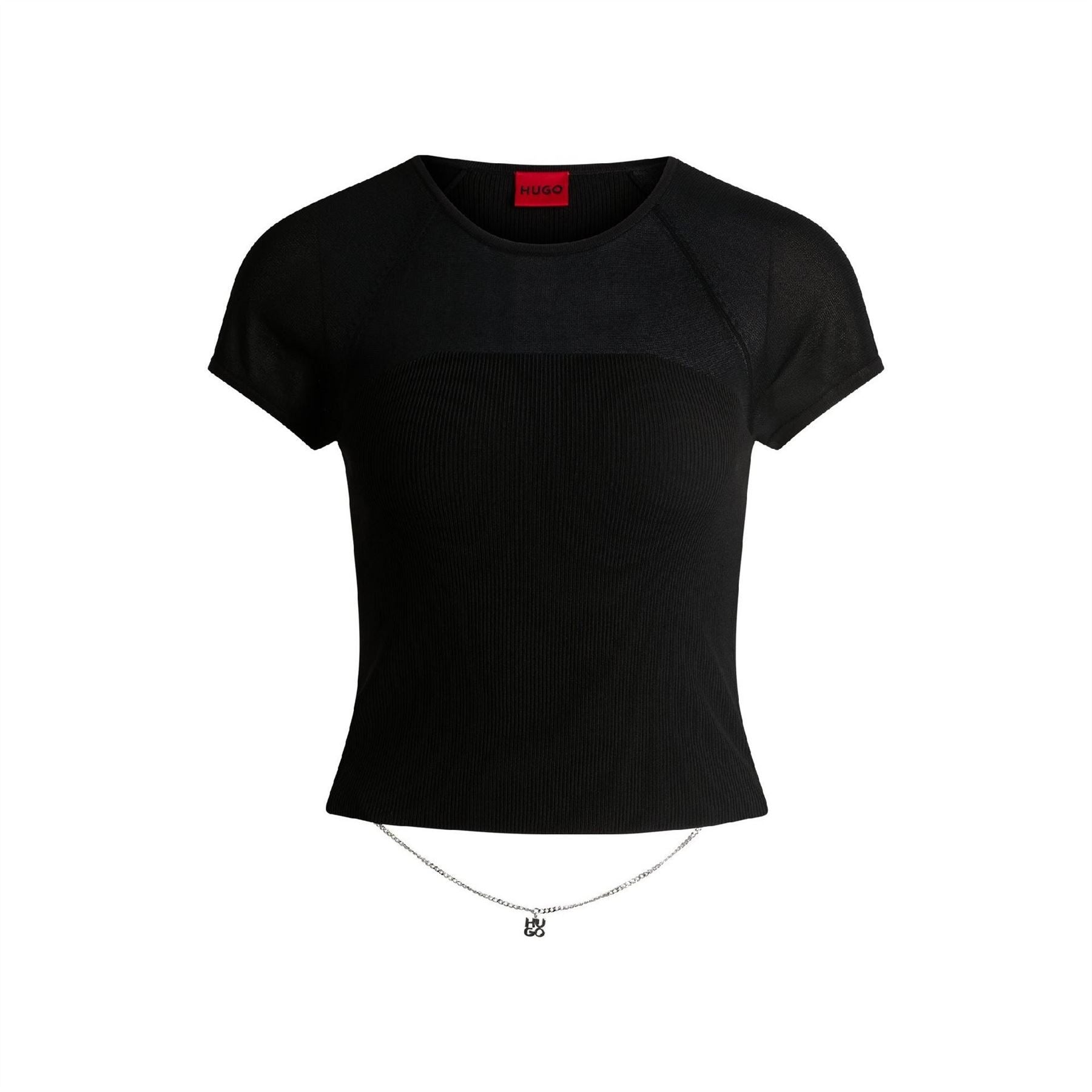 Hugo Slevetta Chain Crew Neck Raglan Sleeve Jersey T-Shirt