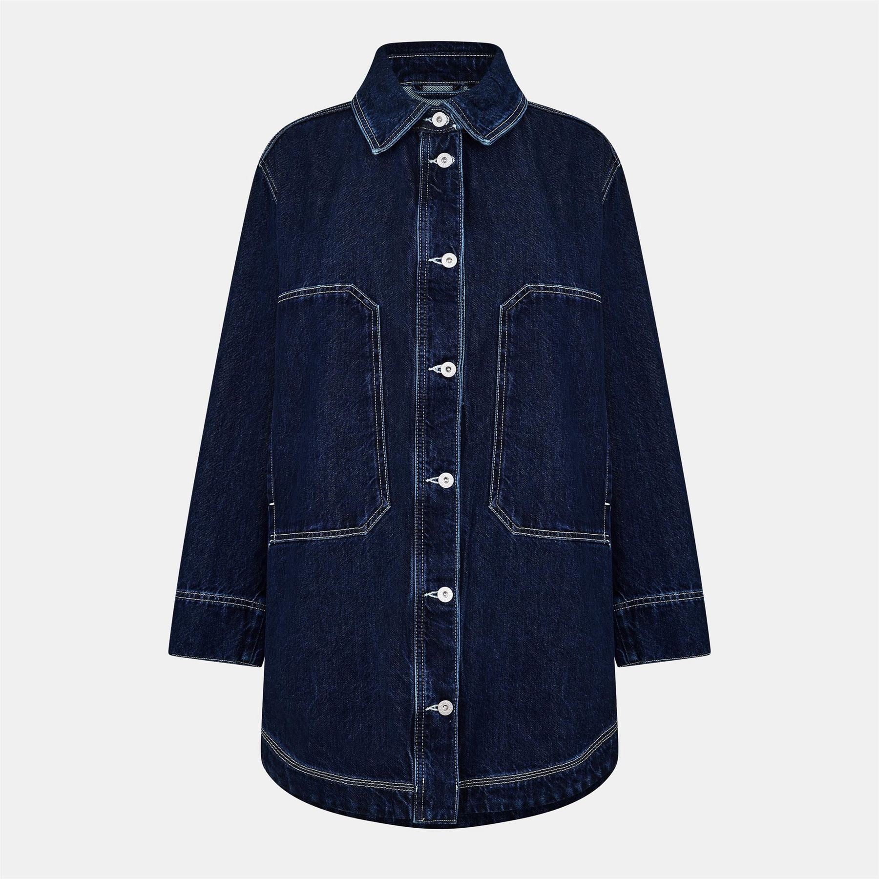 Hugo Solid Patterned Full Button Denim Jacket with Front Pocket