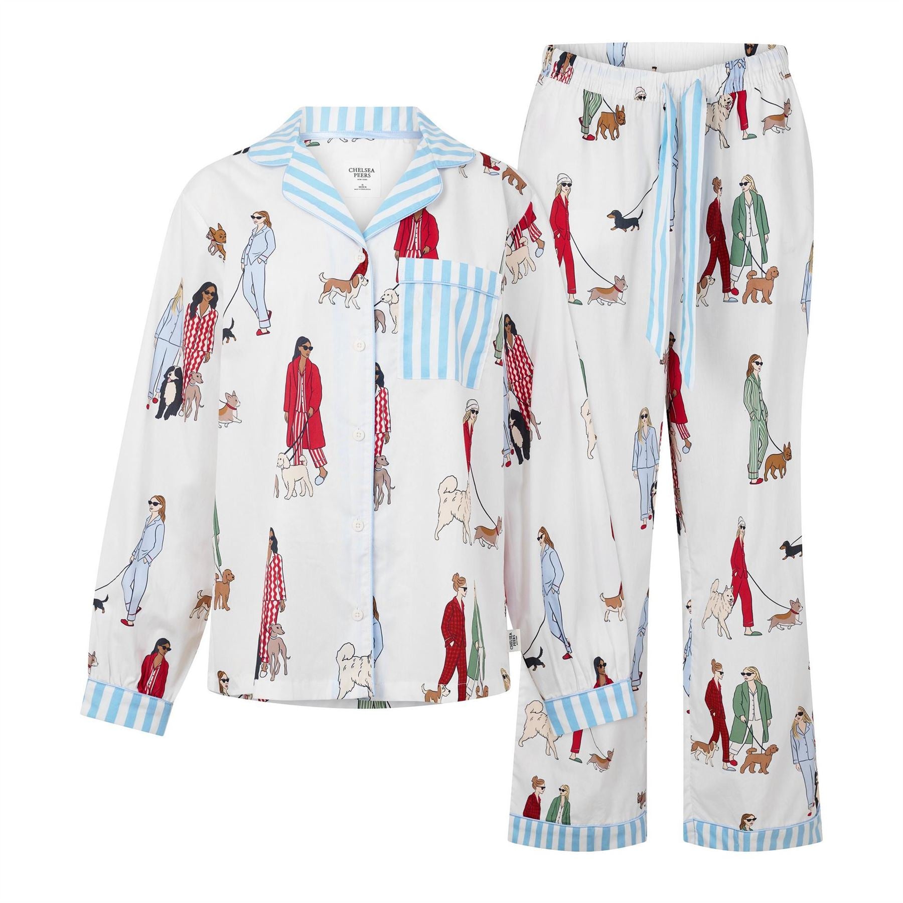 Chelsea Peers Button Up Long Sleeve Top And Trousers Pyjama Set