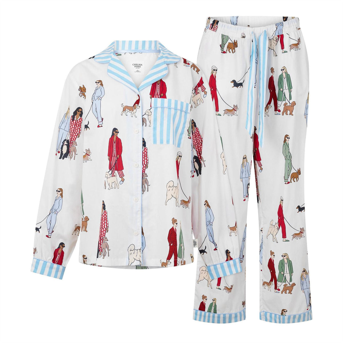 Chelsea Peers Button Up Long Sleeve Top And Trousers Pyjama Set