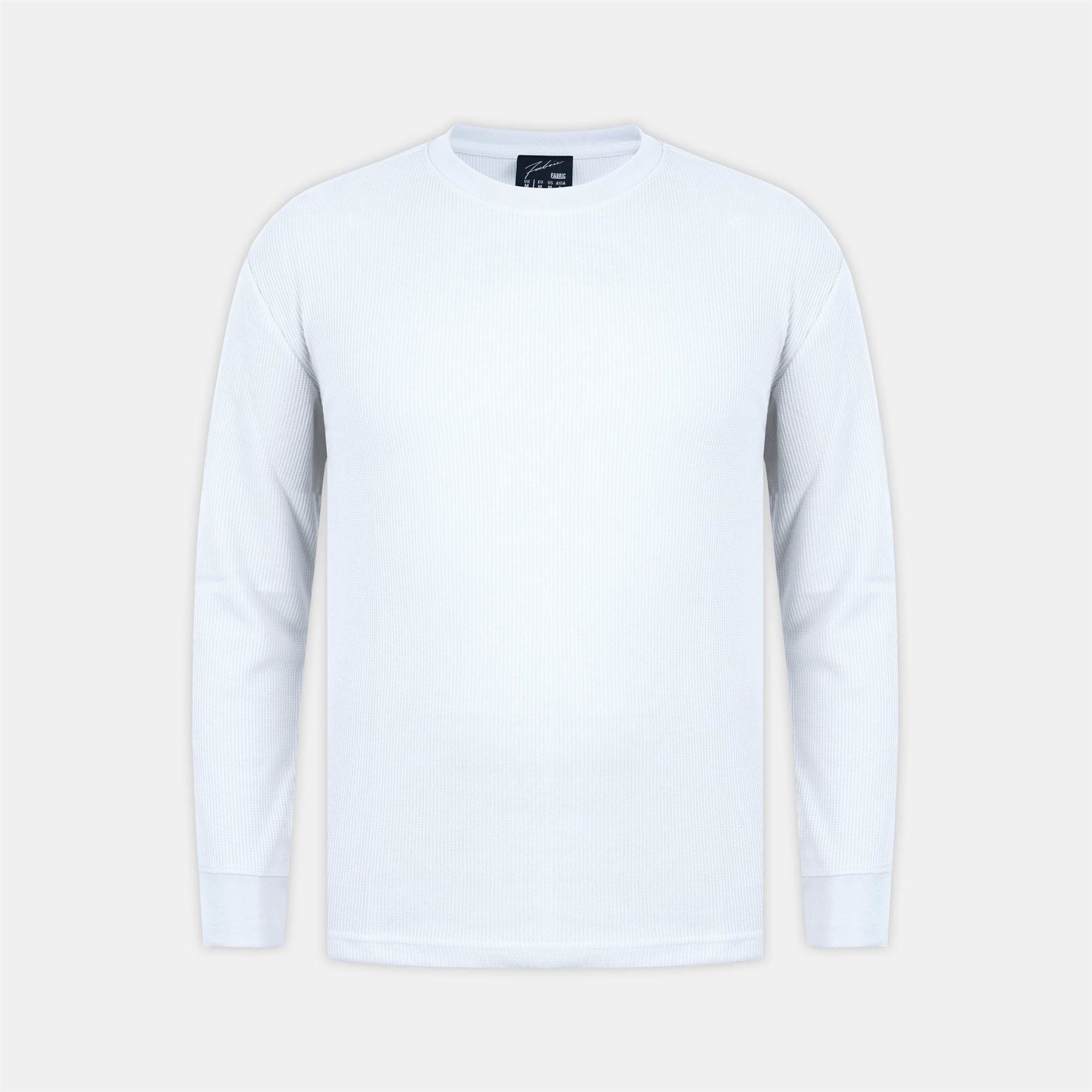 Fabric Crew Neck Long Sleeve Waffle T-Shirt