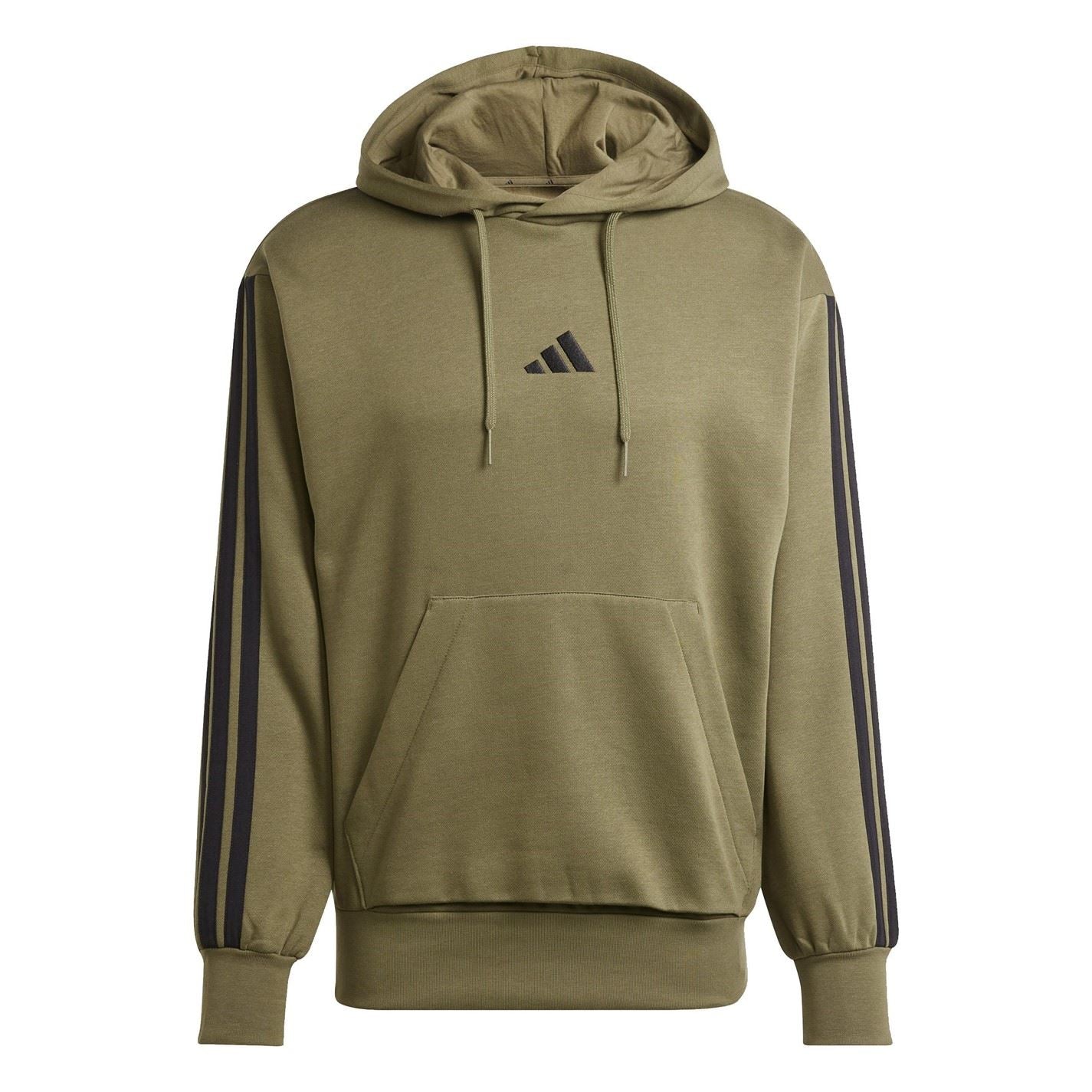 adidas Mens Fleece 3 Stripes Hoodie