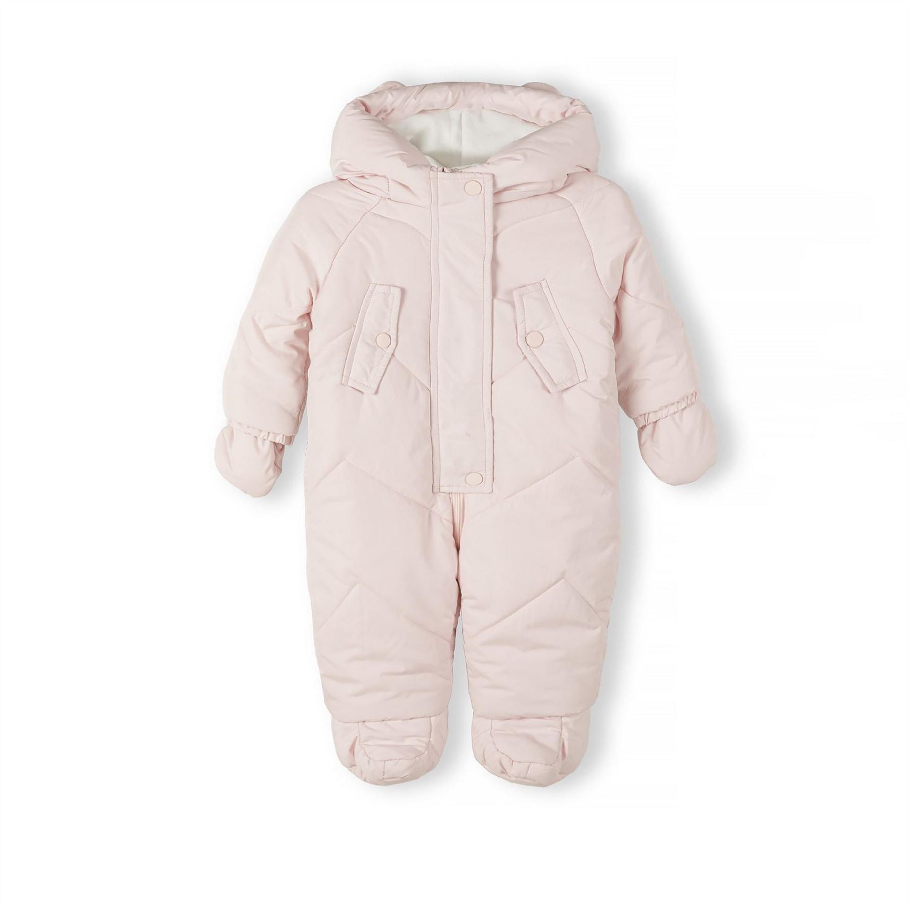 Minoti Girls Snowsuit With Hood Ears Detachable Mittens Light Pink