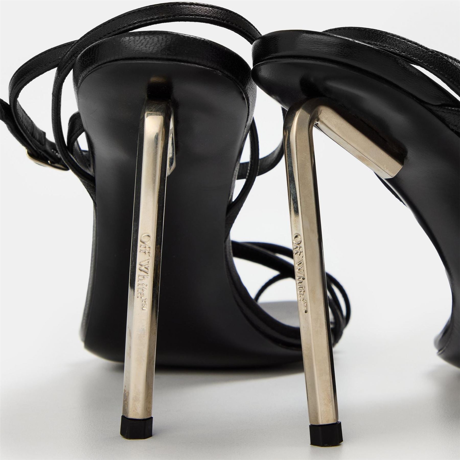 Off White Stiletto Heel Toe Post Sandals