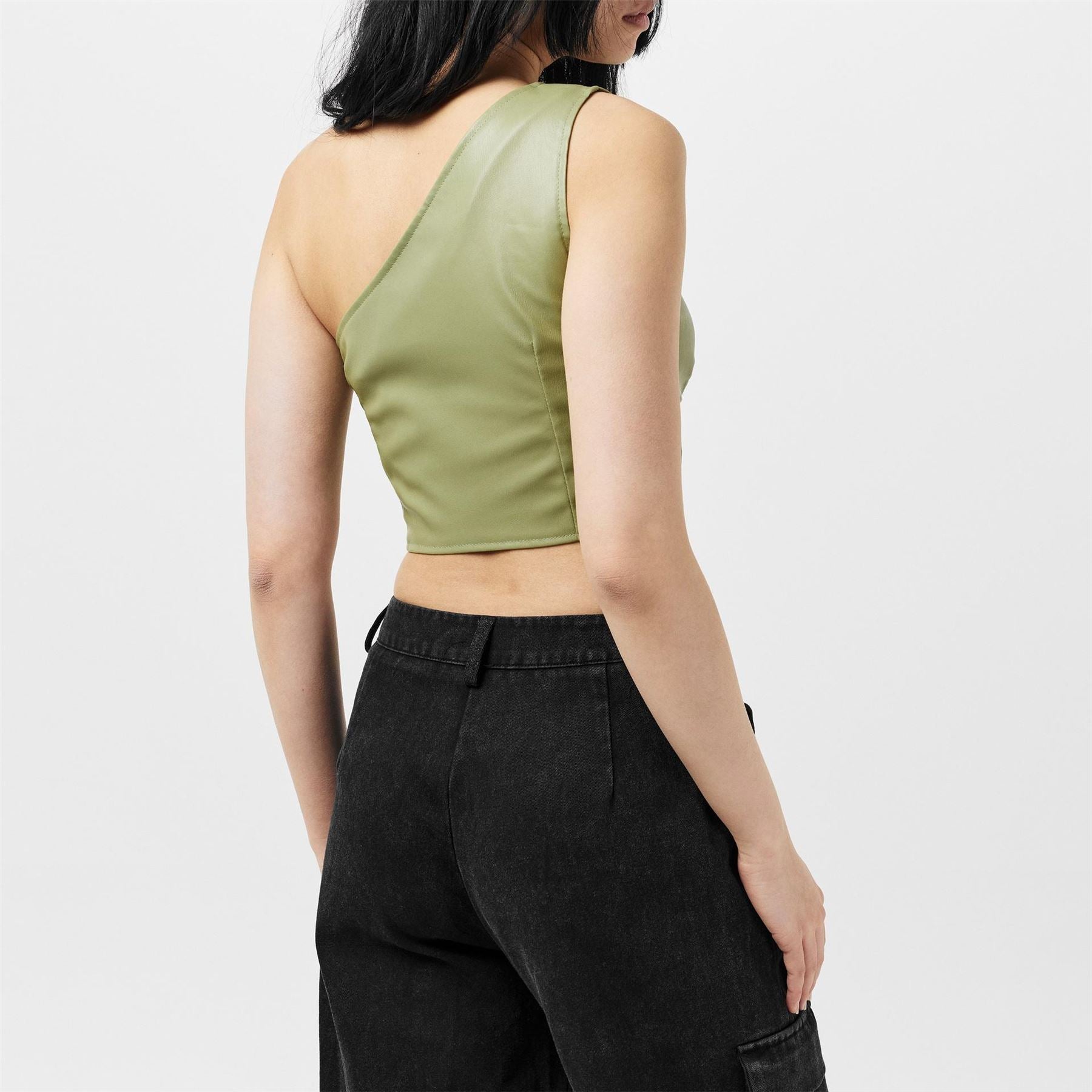 Missy Empire Over Corset Detail Faux Leather Top