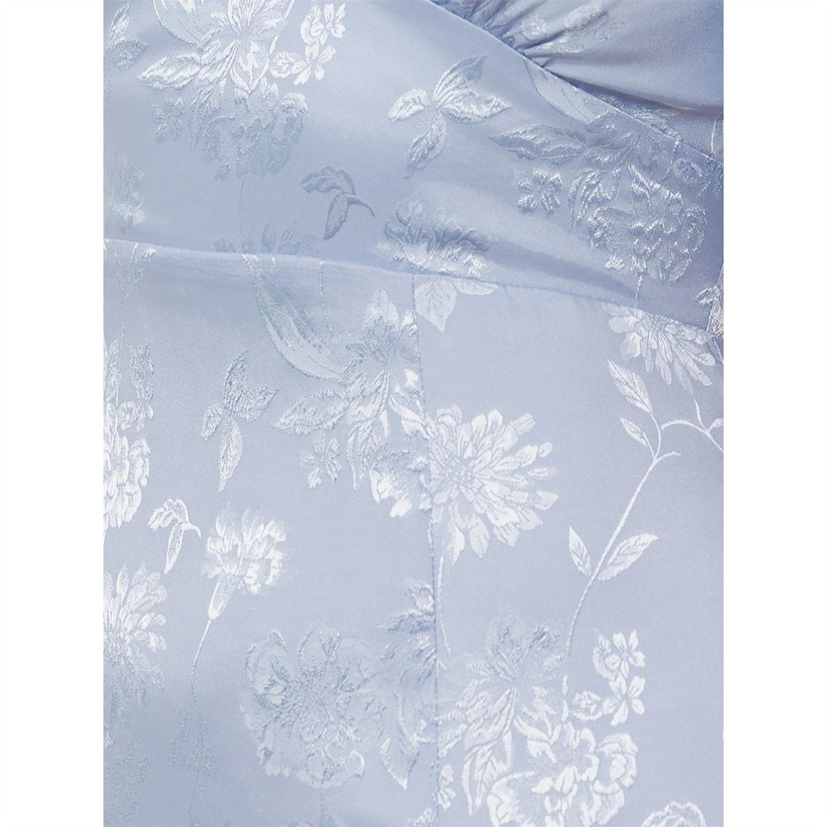 Maya Deluxe Pastel Blue Floral Jacquard Satin Maxi Dress
