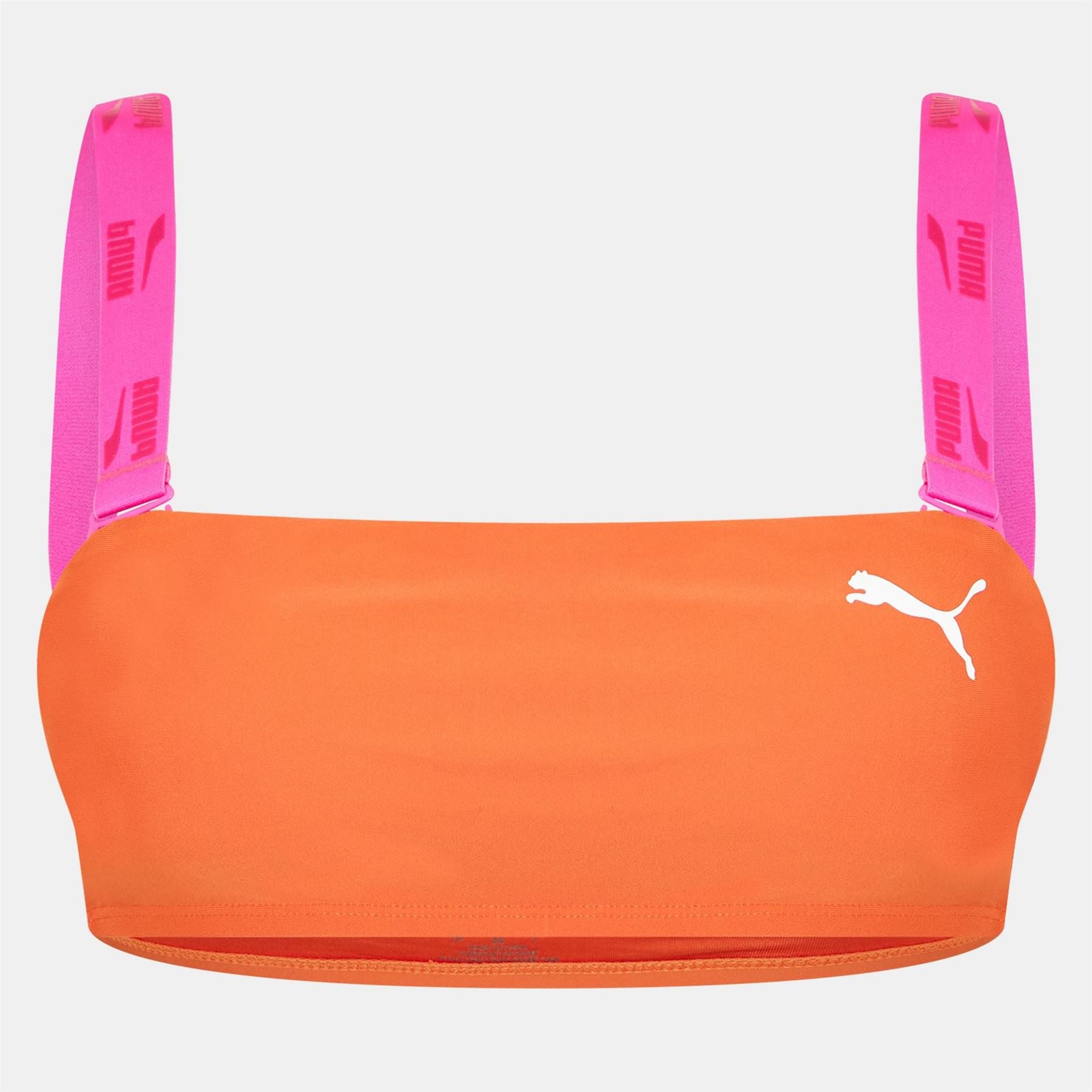 Puma Logo Print Swim Bandeau Bikini Top