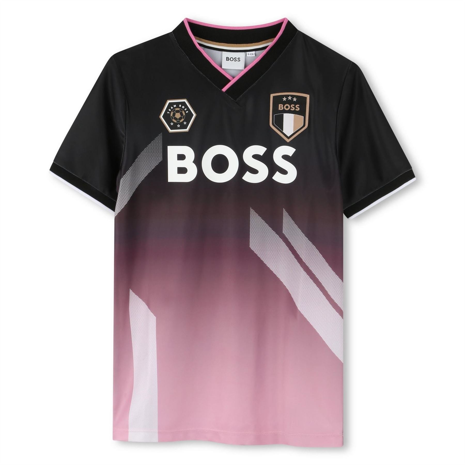 Boss Junior Logo Print Regular Fit V-Neck T-Shirt