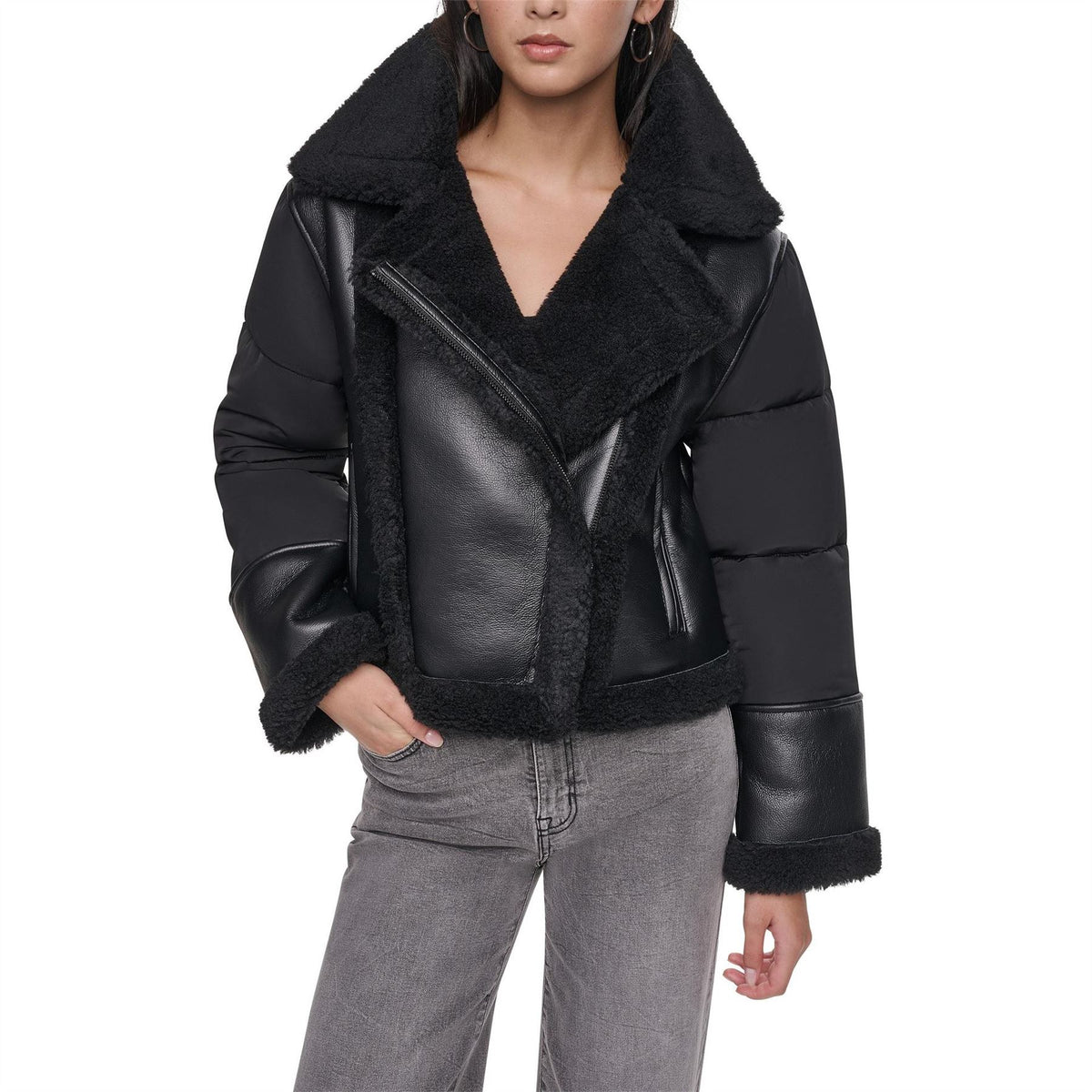 DKNY Faux Fur Jacket Ld64