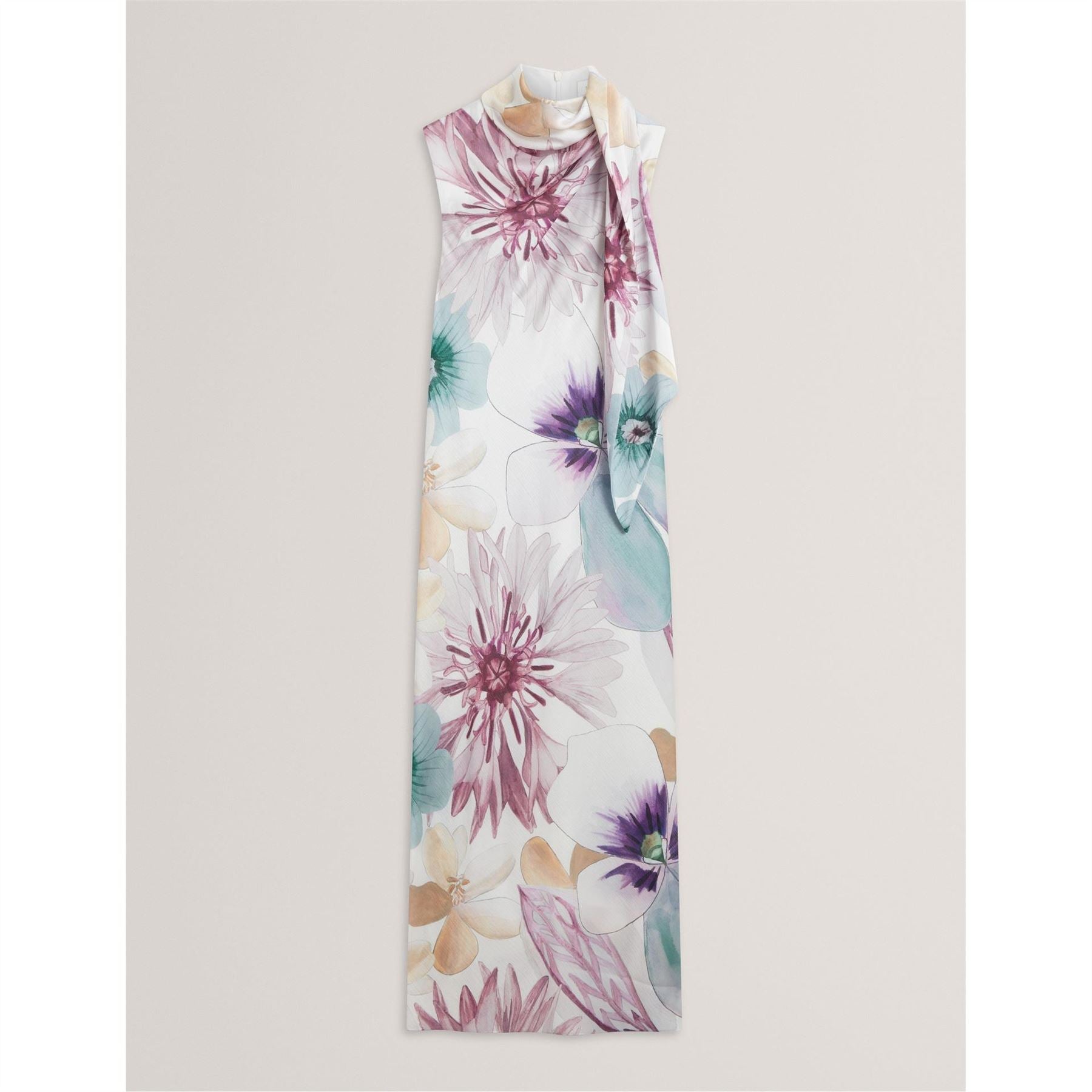 Ted Baker Tie Neck Sleeveless Midi Sheath Dress