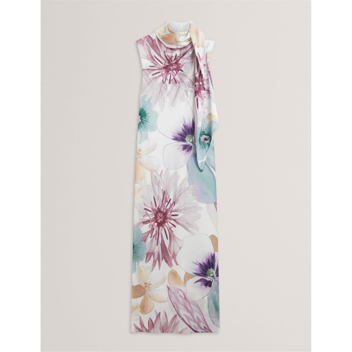 Ted Baker Tie Neck Sleeveless Midi Sheath Dress
