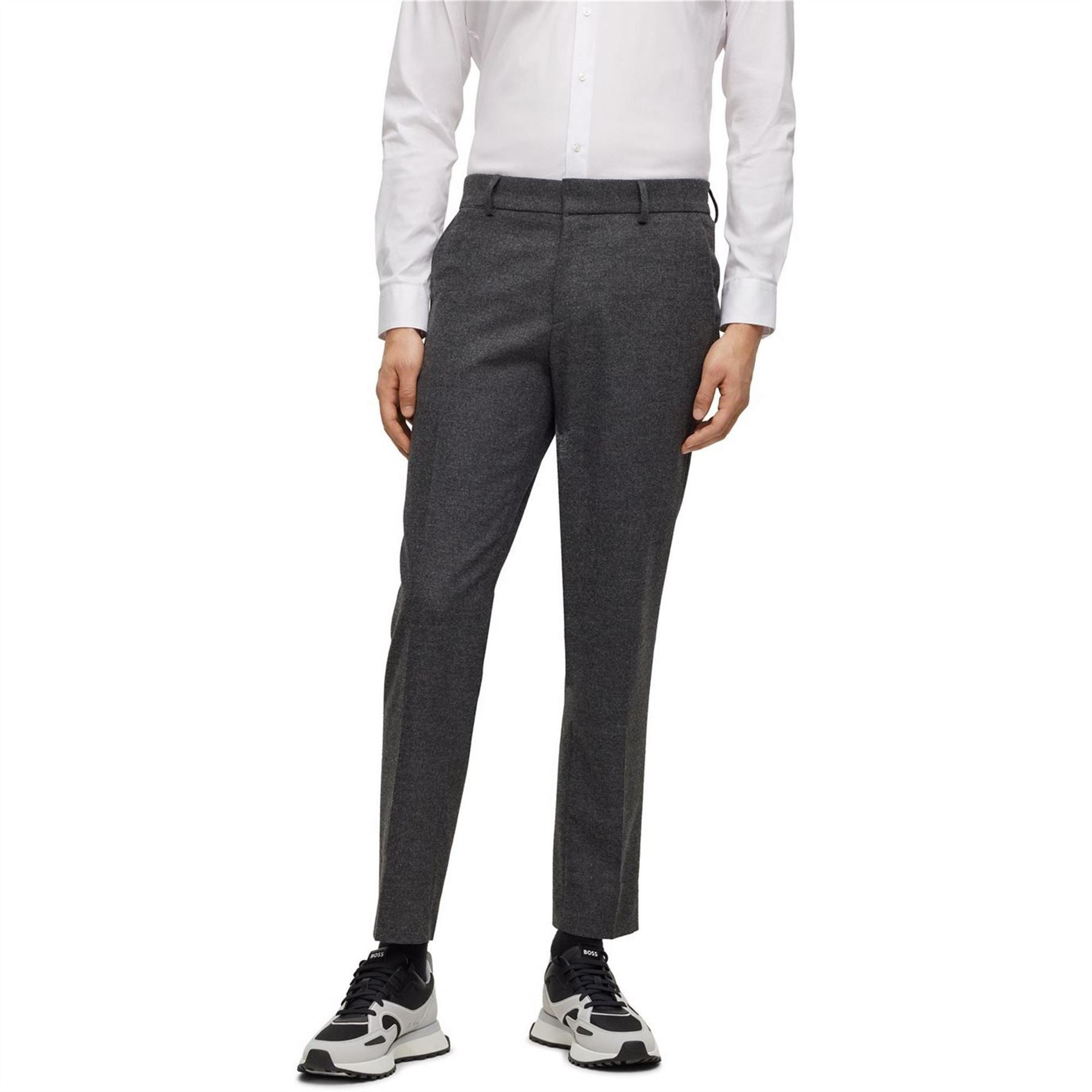 Boss Genius Solid Patterned Straight Trousers