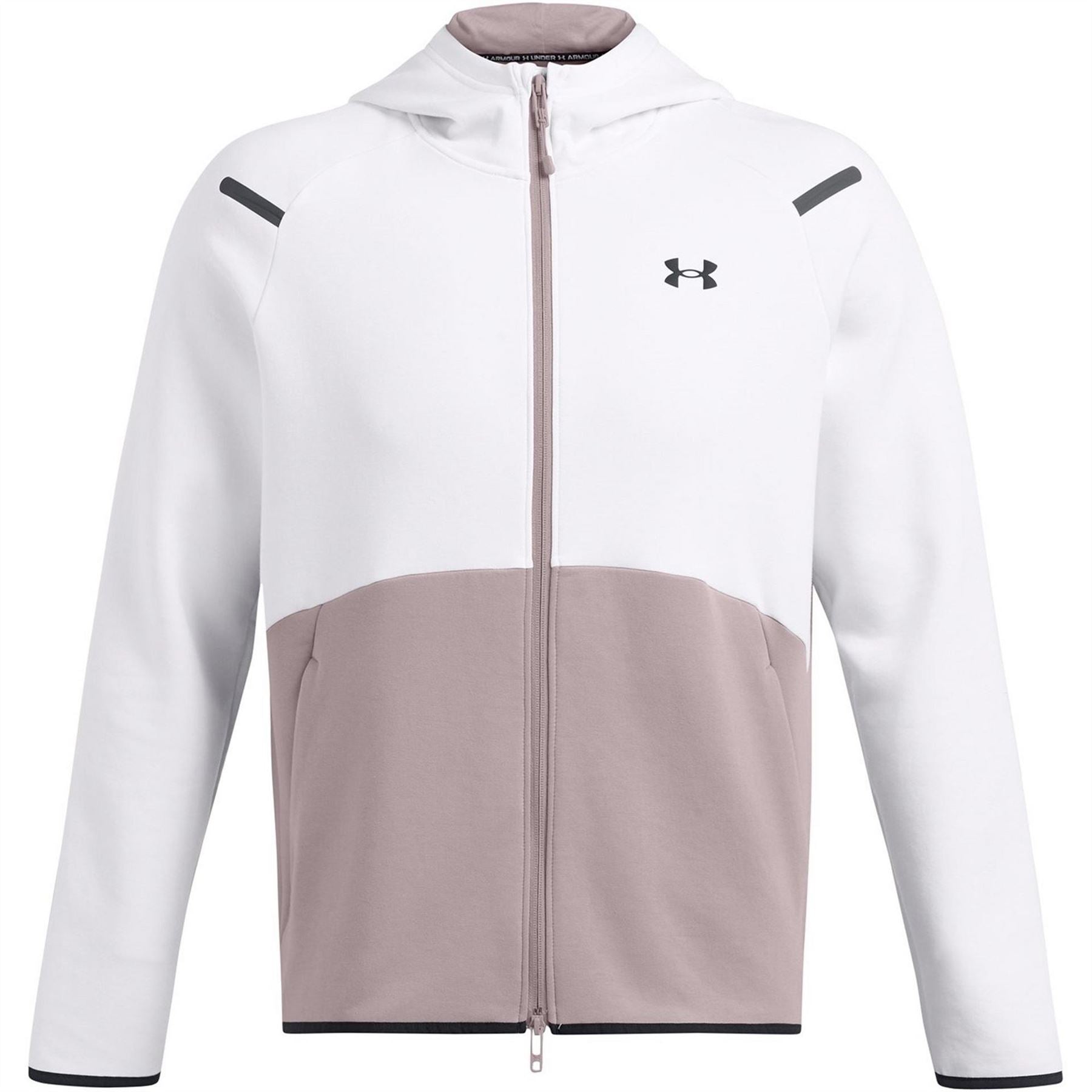 Under Armour Solid Patterned Hooded Neck Ribbed Cuff Full Zipper Sweat Jacket