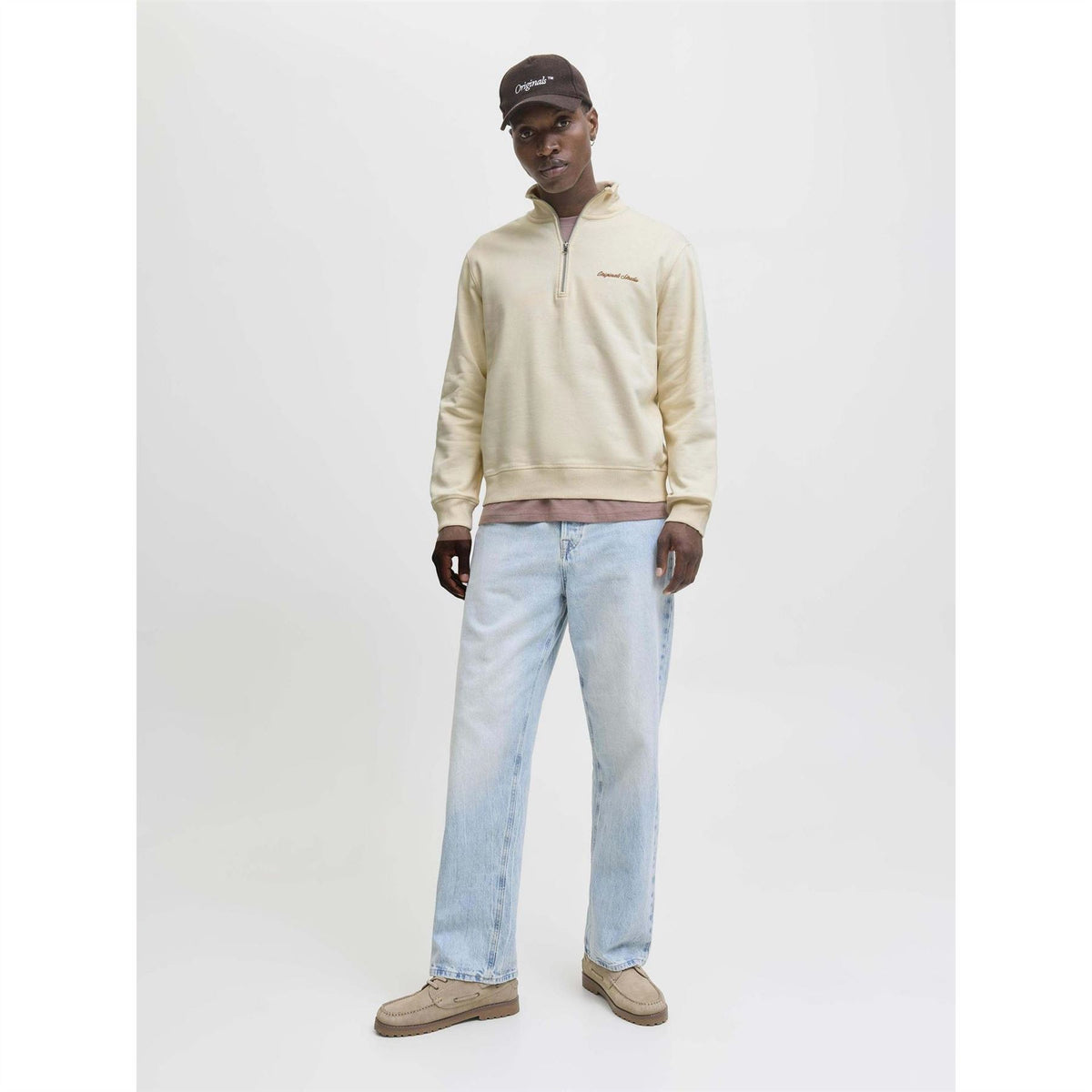 Jack and Jones Jornorrebro Embroidered Cotton Quarter Zip Sweatshirt