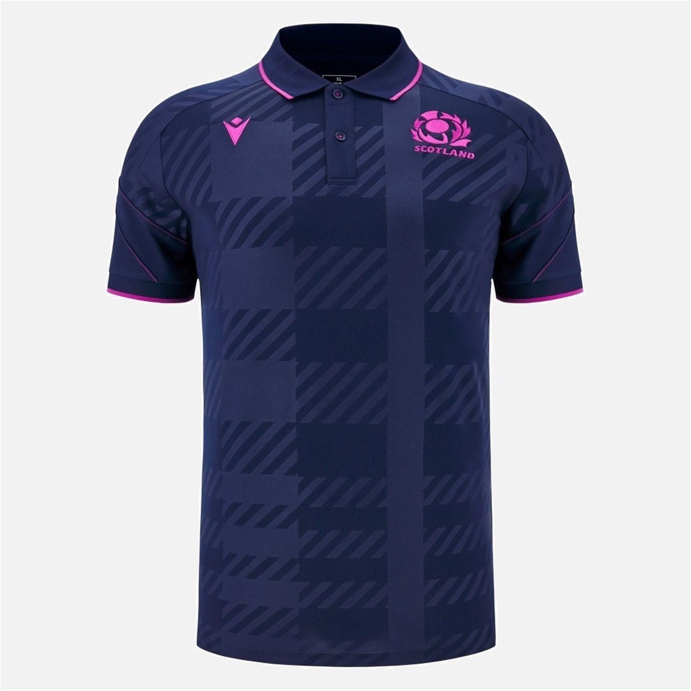 Macron Mens Scotland Rugby Travel Polo Shirt 2025