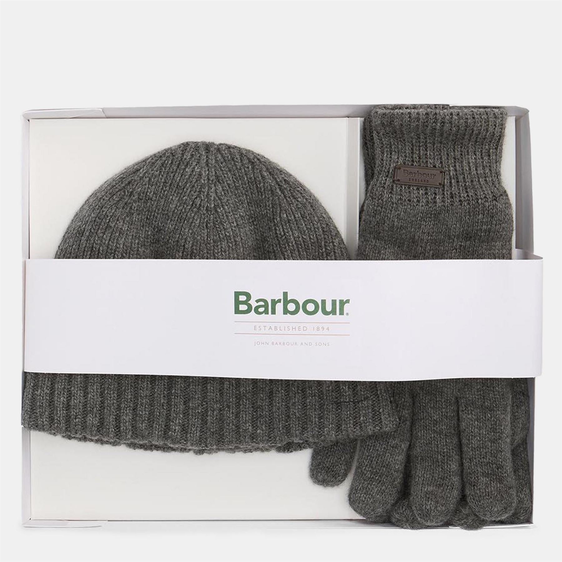 Barbour Wool Mix Beanie And Gloves Gift Set