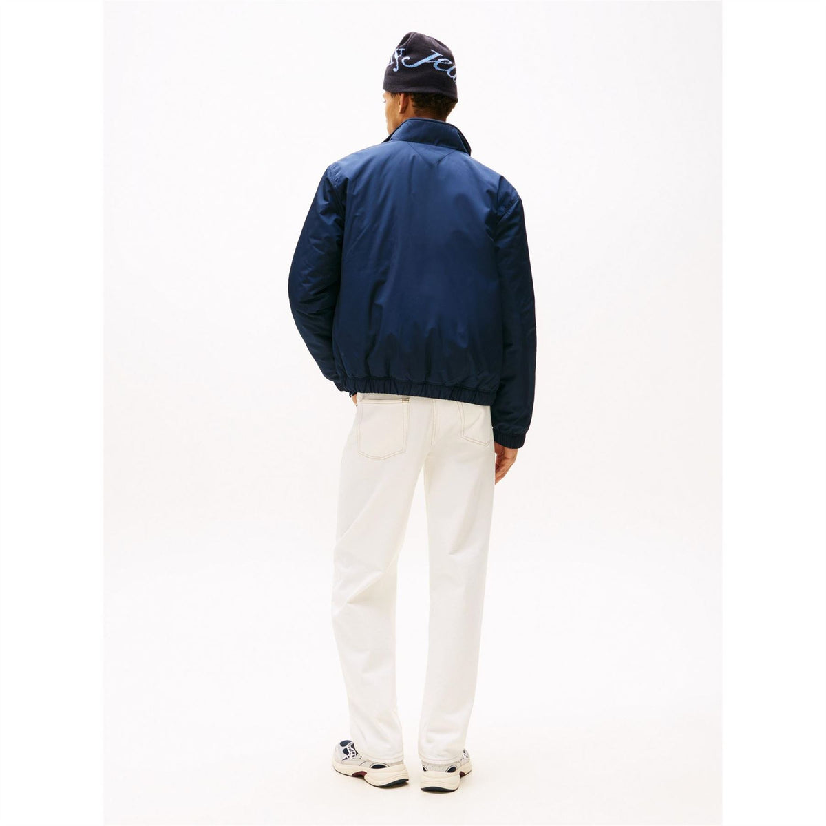Tommy Jeans Solid Patterned Ribbed Cuff Mock Neck Harrington Jacket