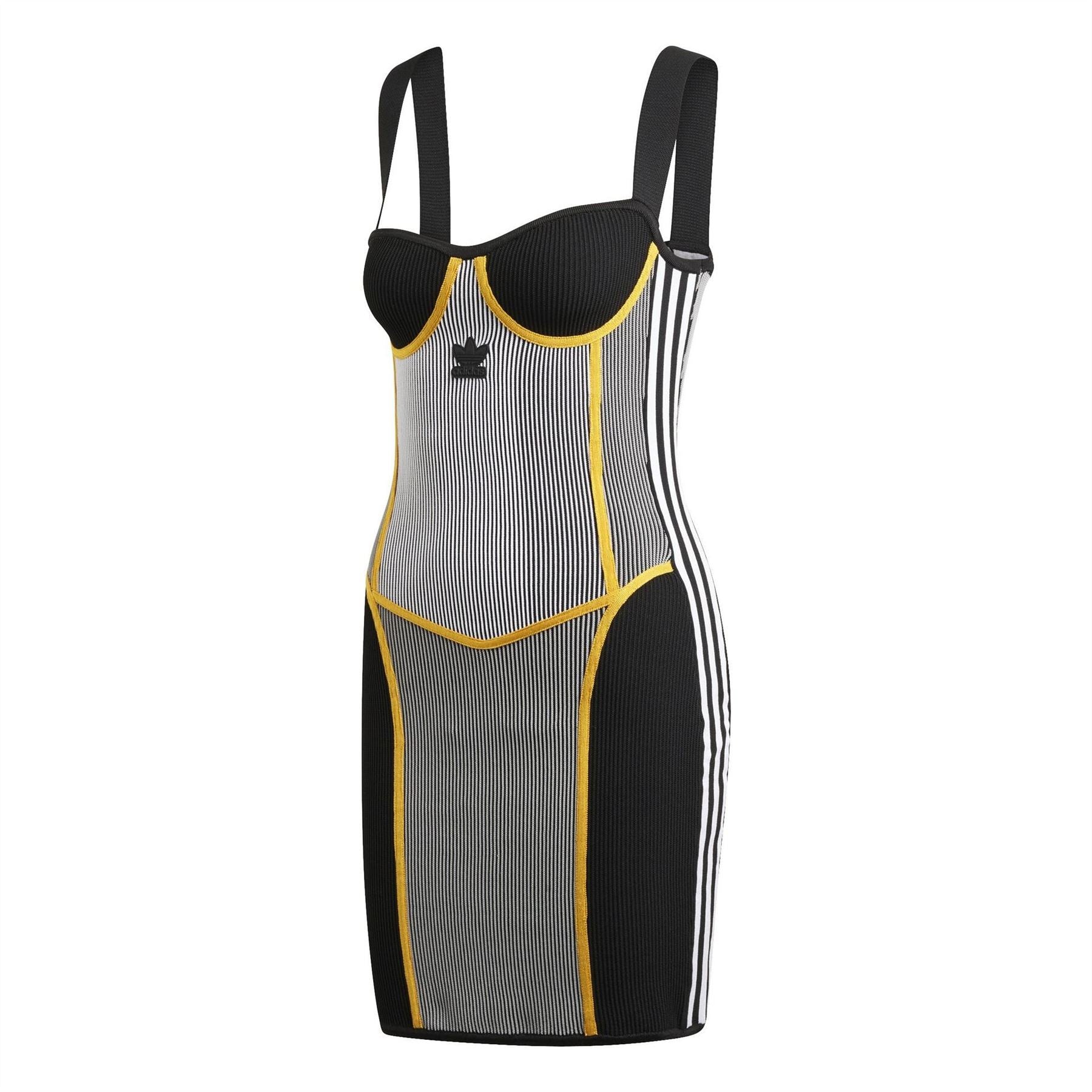 adidas Originals Knit Sweetheart Neck Mini Corsetry Dress