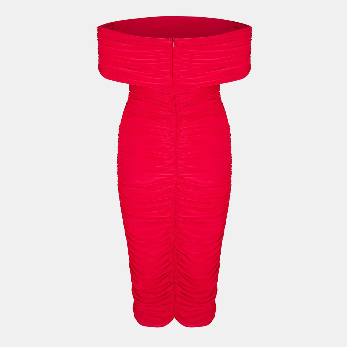 Biba Bardot Off The Shoulder Ruched Midi Bodycon Dress