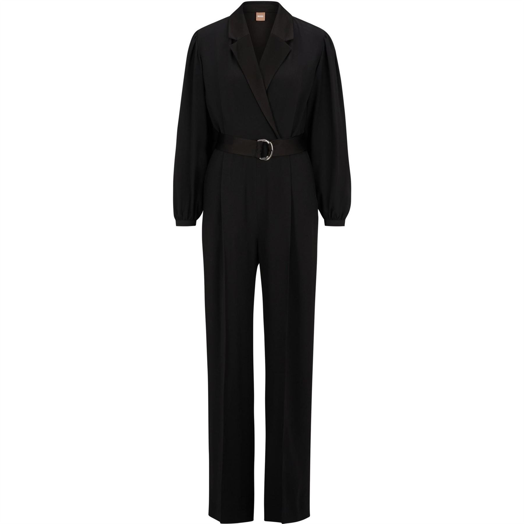 Boss Collared Neck Long Sleeve Wrap Jumpsuit