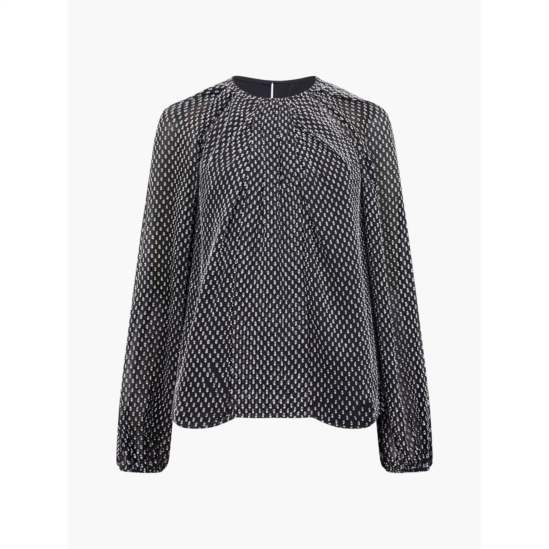 French Connection Jewel Neck Raglan Sleeve Long Blouse