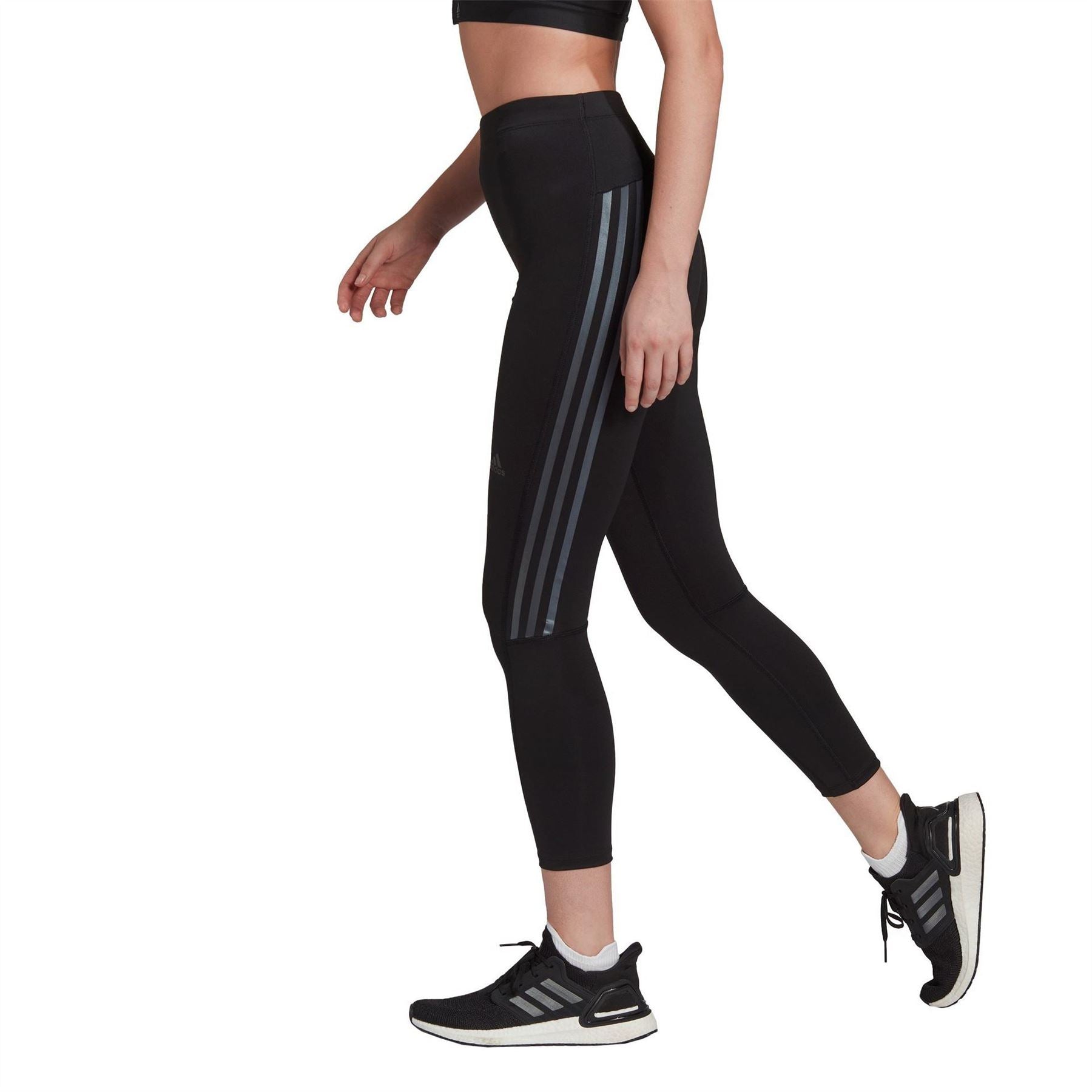 adidas Womens Icons 3 Stripe 7 8 Running Tights