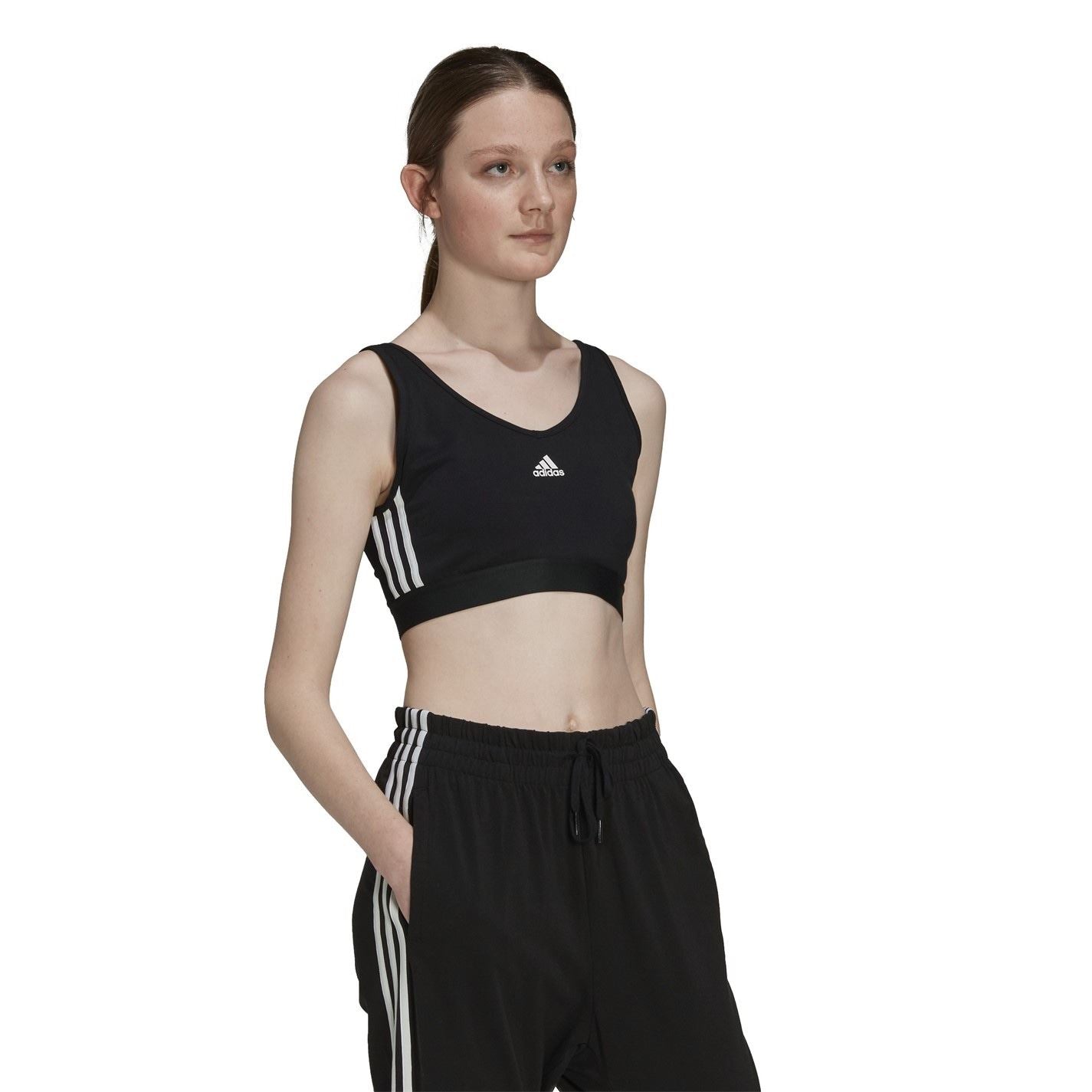 adidas 3 Stripes Crop Top With Removable Pads
