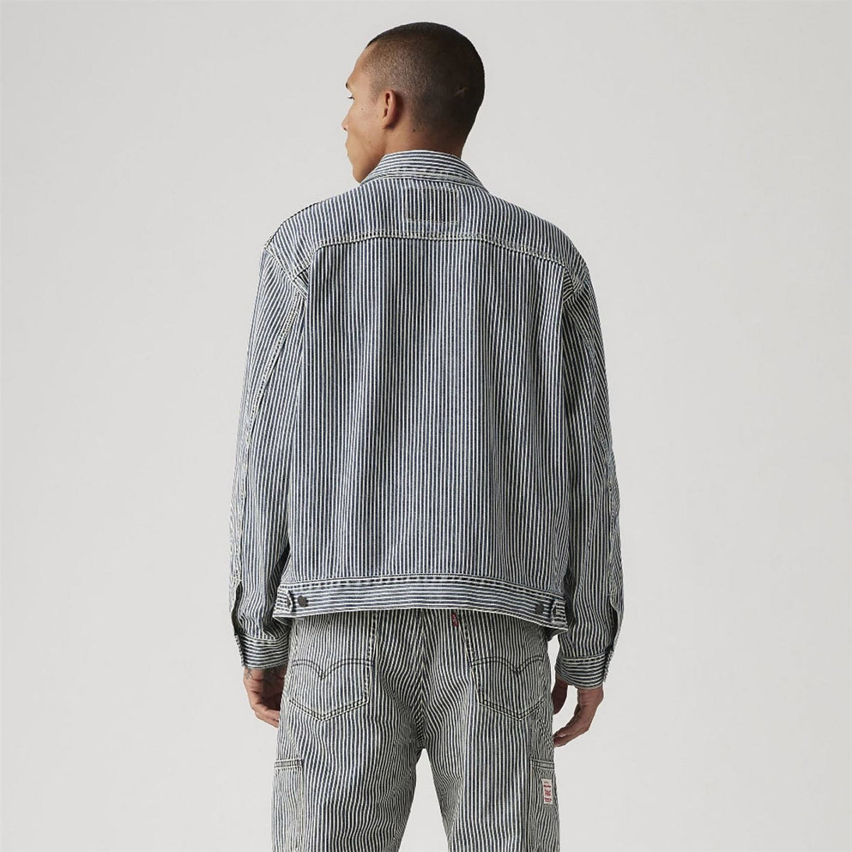Levis Vertical Stripe Trucker Jacket with Woven Cuff