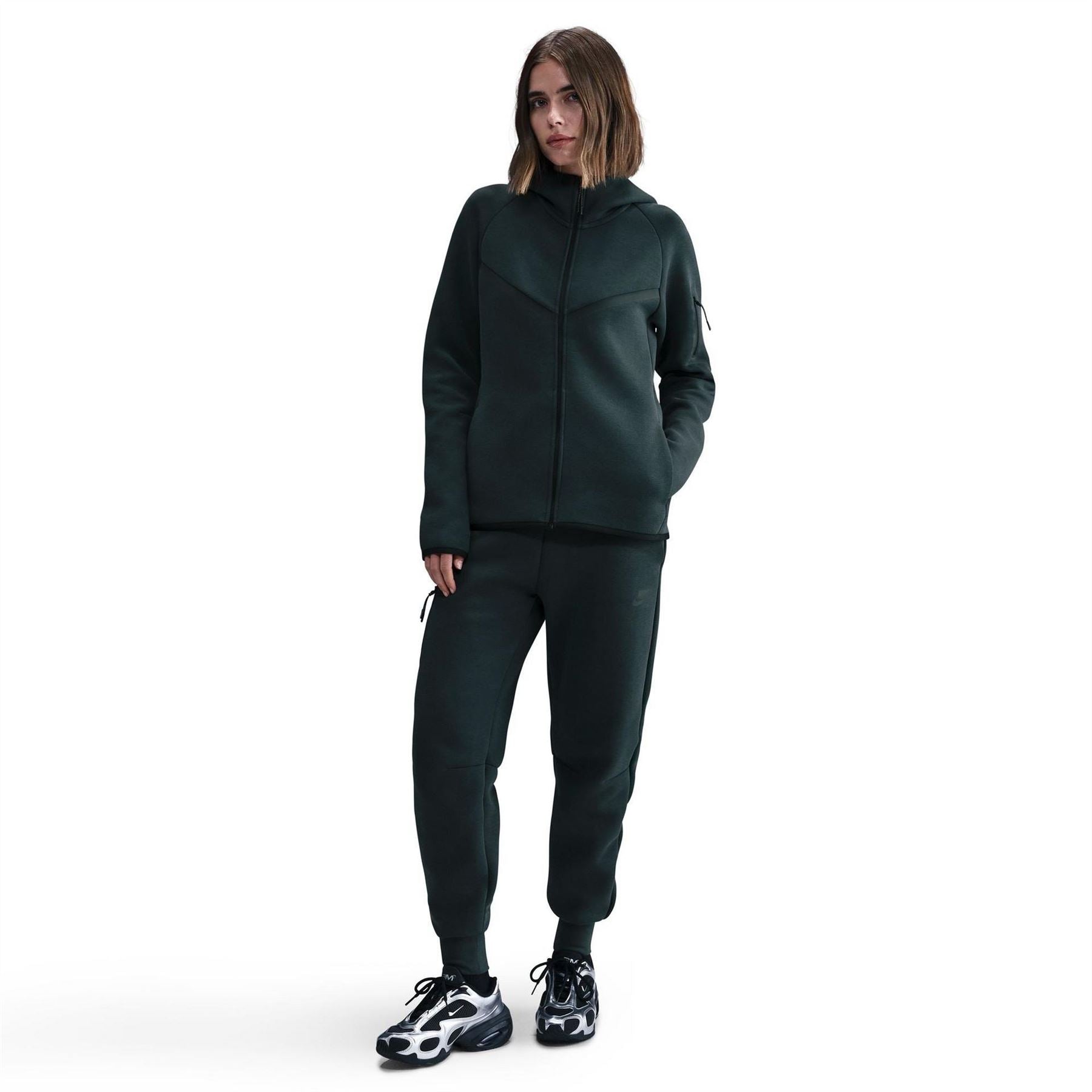 Nike Tech Solid Patterned Hooded Neck Jacket