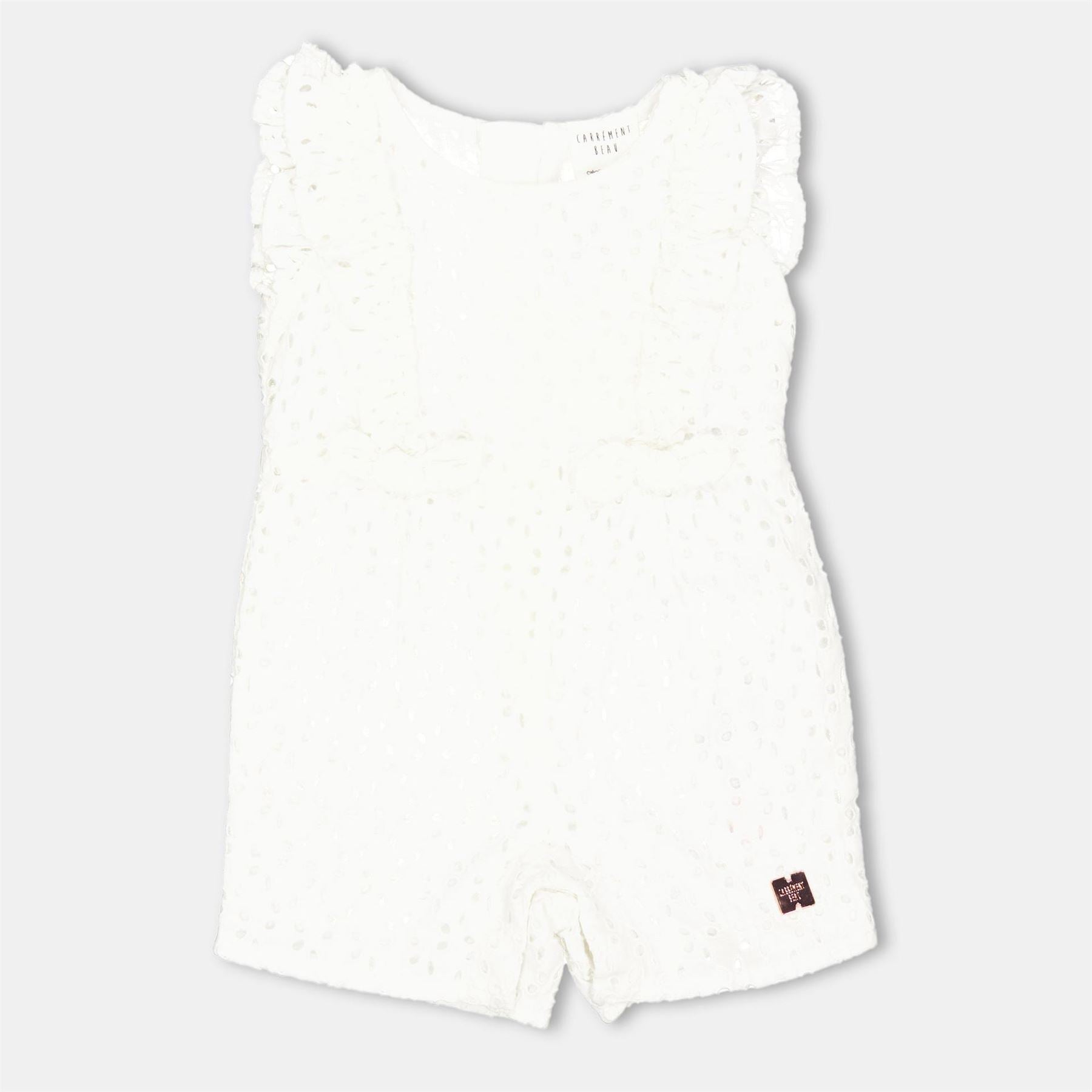 Carrement Beau Crew Neck Polka Dot Playsuit Romper