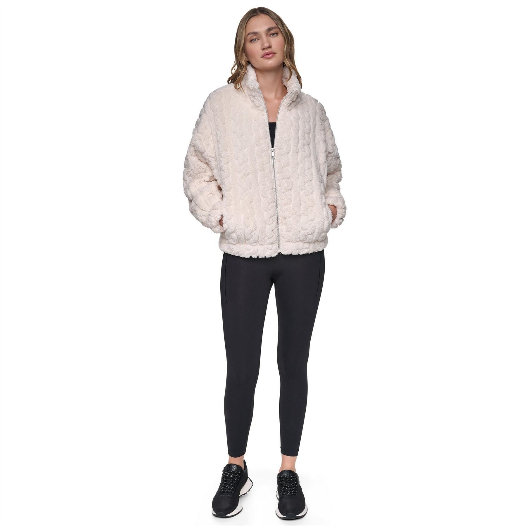 DKNY Cable FulL-Zip Sherpa Ld64