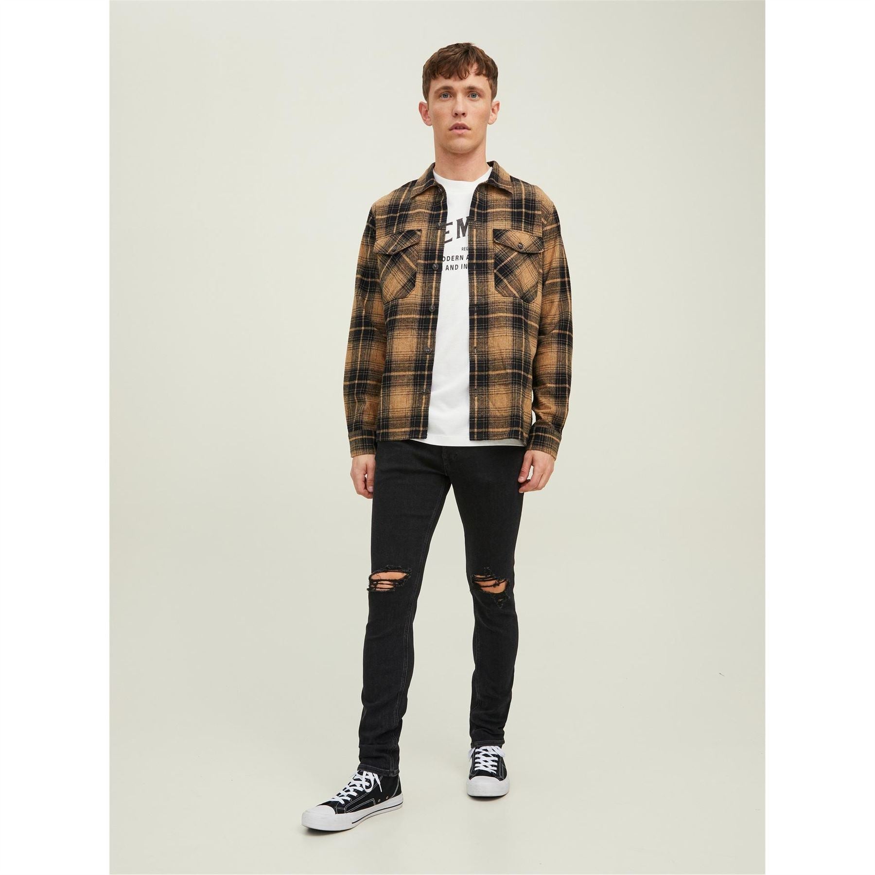 Jack and Jones Liam Slim Fit Ripped Straight Leg Jeans