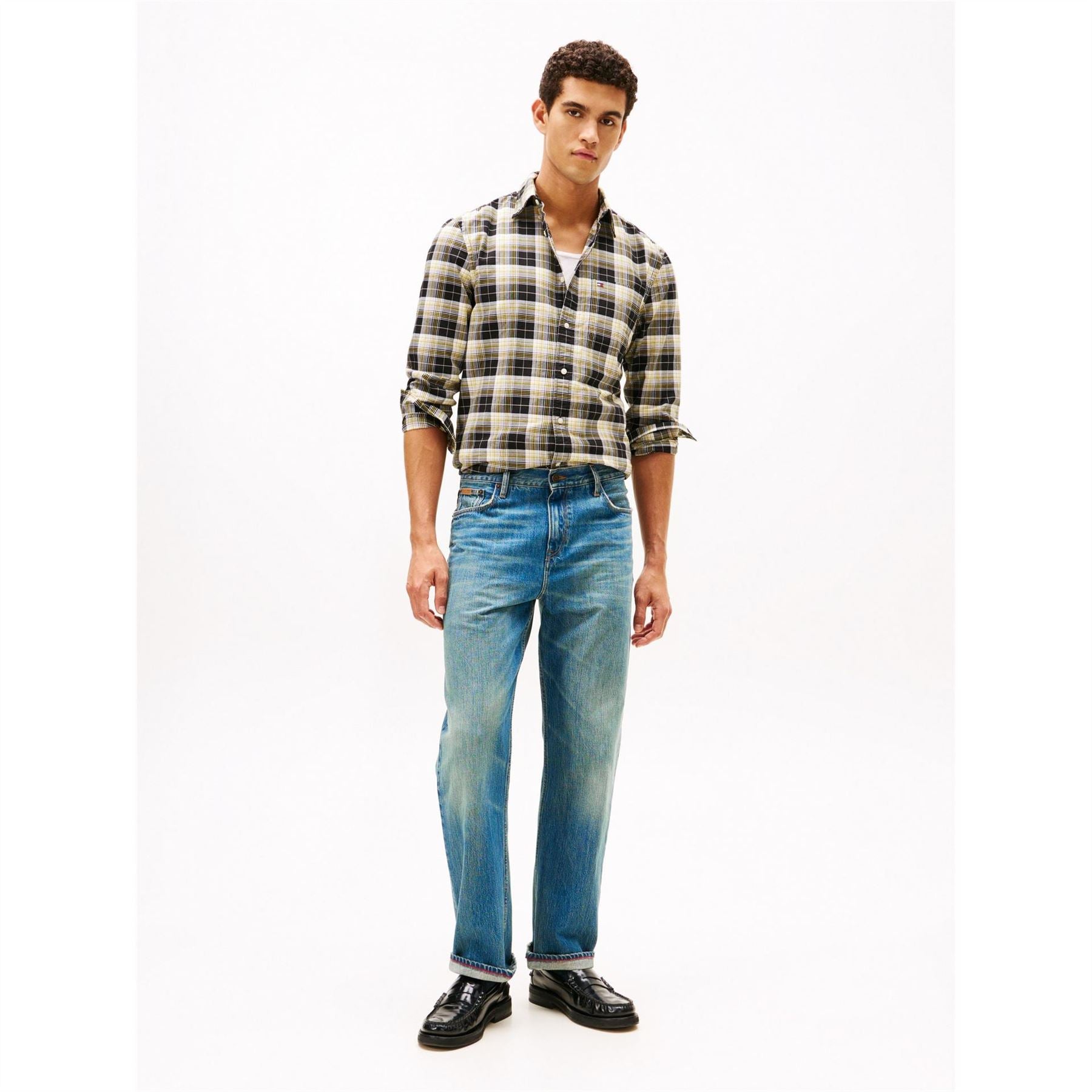 Tommy Hilfiger Oxford Check Button Down Collar Long Sleeve Shirt