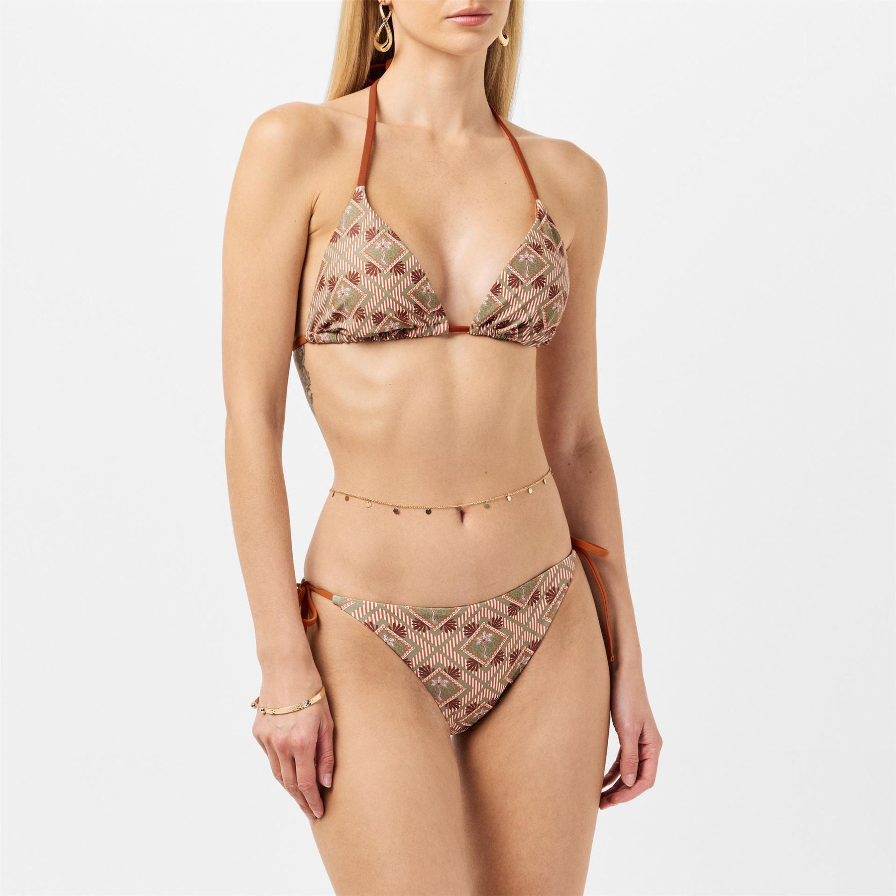 Chelsea Peers Geometric Print Bikini Top with Tie Closure