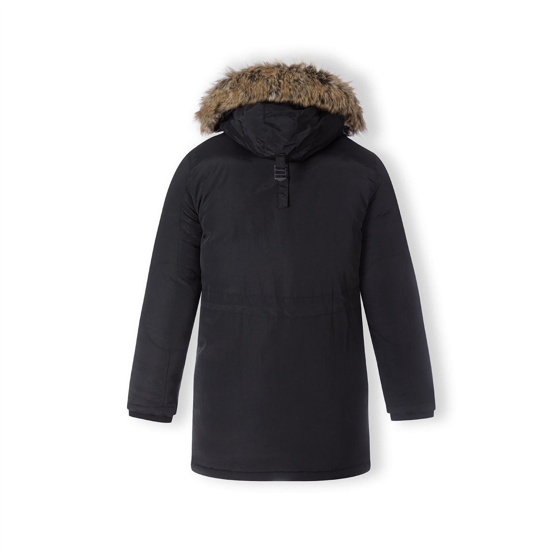 Minoti Men Padded Parka Jacket With Faux Fur Hood Black