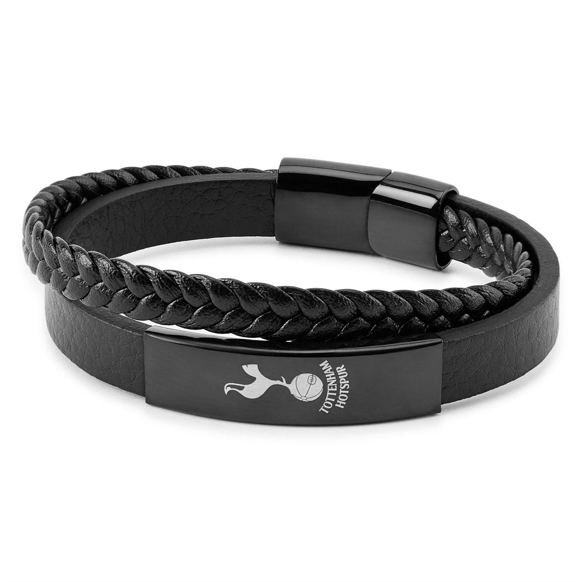 Team Officially Licensed Stainless Steel And Leather Black Ip Bracelet