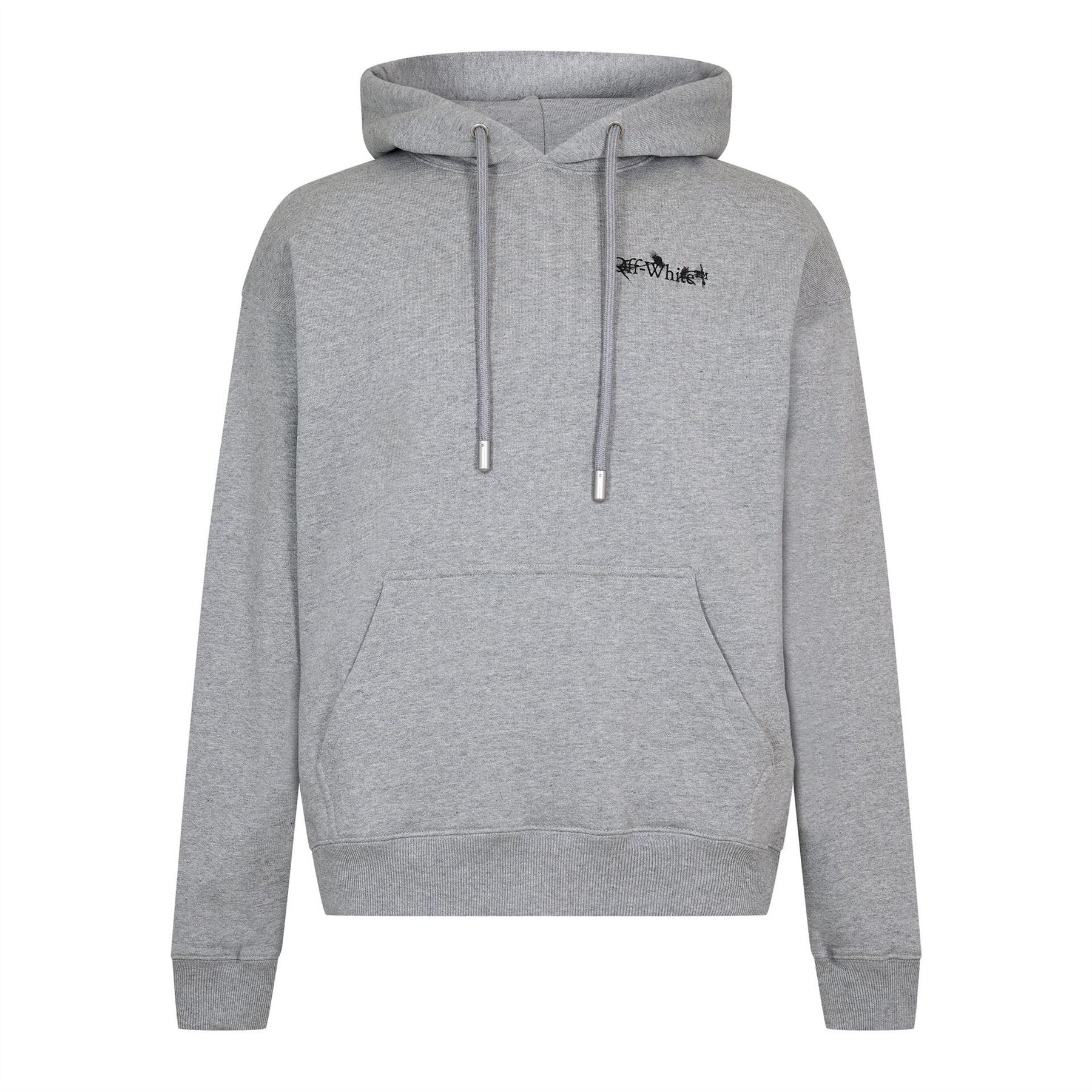 Off White Flower Arrow Hooded Neck Long Sleeve Sweatshirt