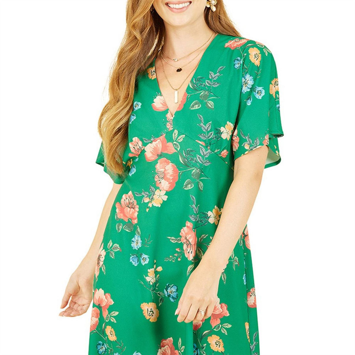Yumi Navy Floral Kimono Midi Wrap Dress